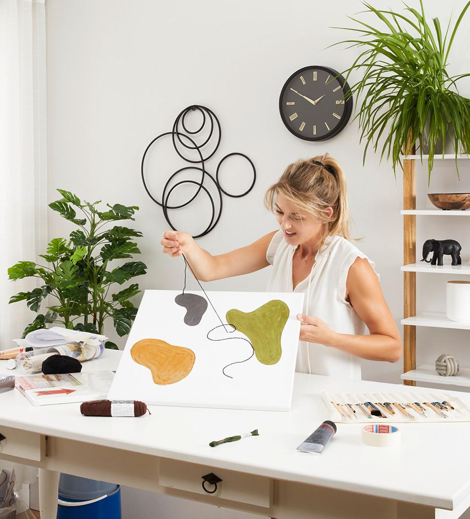 vyšívanie obrazu v štýle line-art, diy postupy