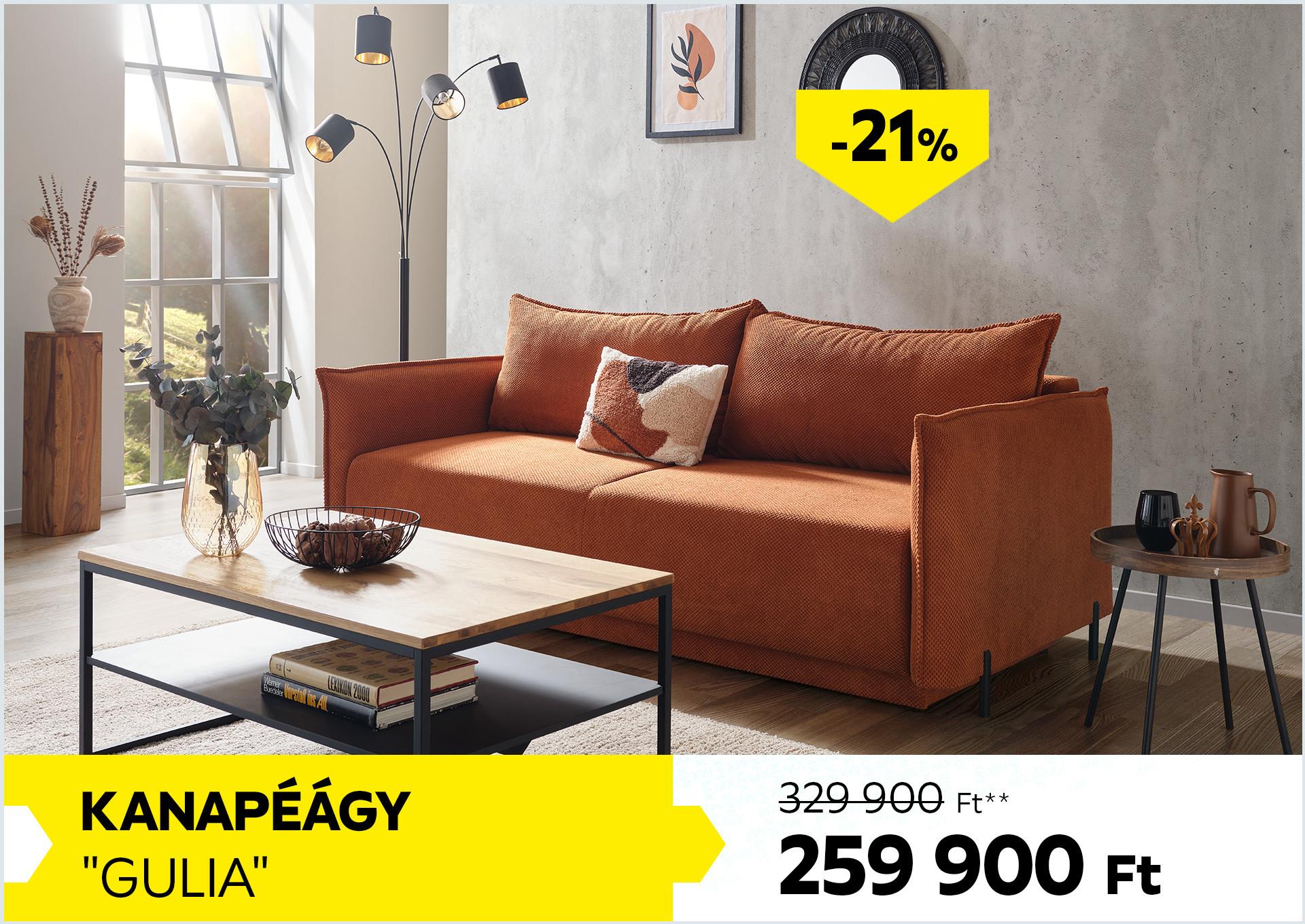 KANAPÉÁGY GULIA 329900Forint helyett 259900Forint kedvezmény mértéke 21%