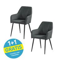 Armlehnstuhl Adelina Grau/Schwarz Gepolstert - Schwarz/Grau, LIFESTYLE, Textil/Metall (56/87/60cm) - MID.YOU