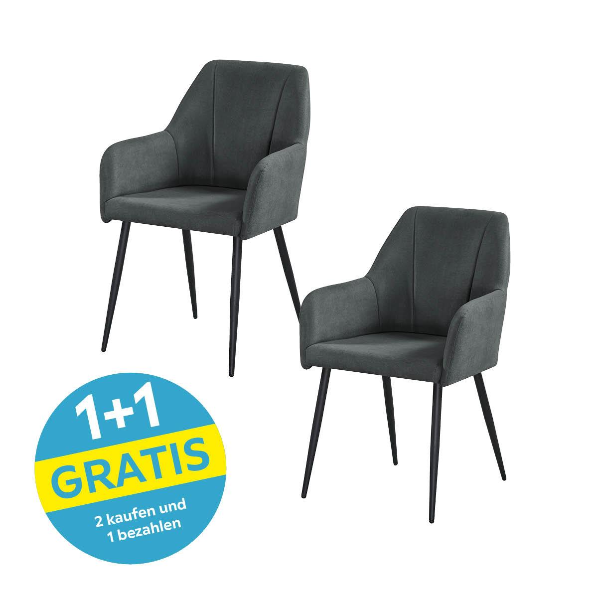 Armlehnstuhl Adelina Grau/Schwarz Gepolstert - Schwarz/Grau, LIFESTYLE, Textil/Metall (56/87/60cm) - MID.YOU