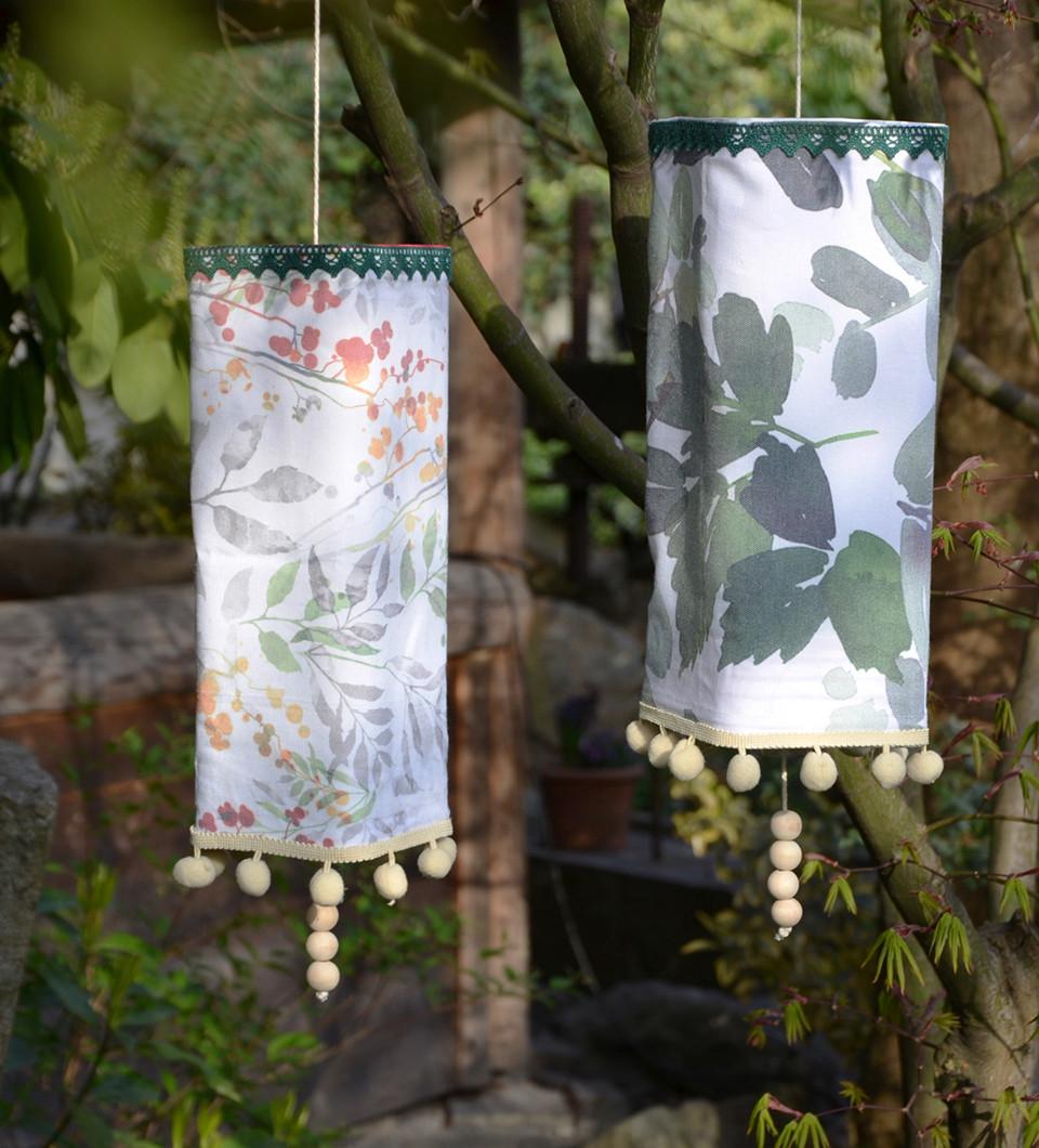 DIY látkové lampáše na záhradu s kvetinovým vzorom