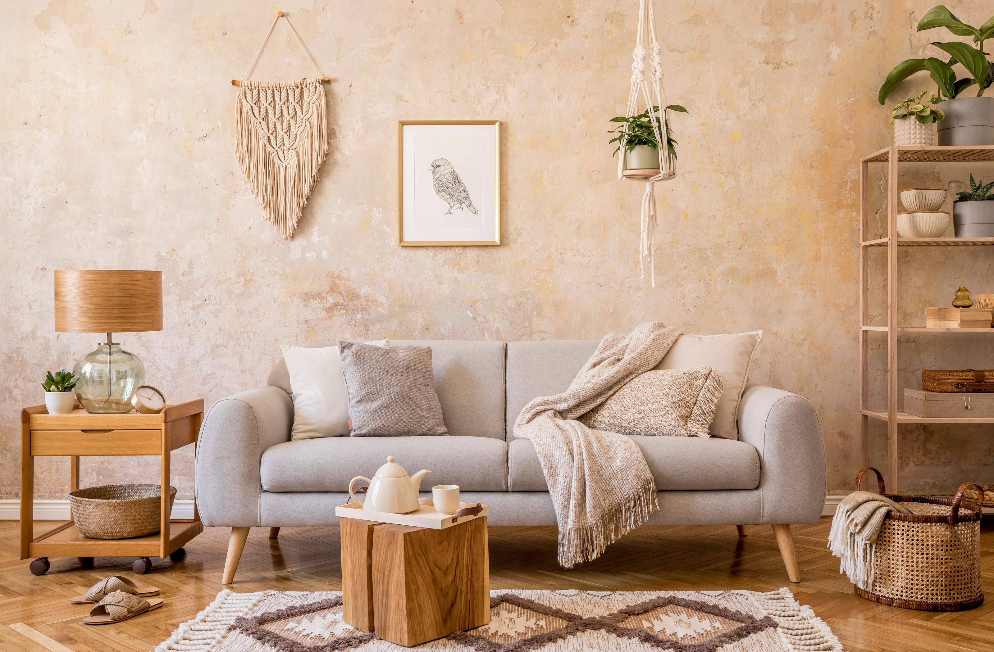 elegantní interiér obývacího pokoje v retro designu