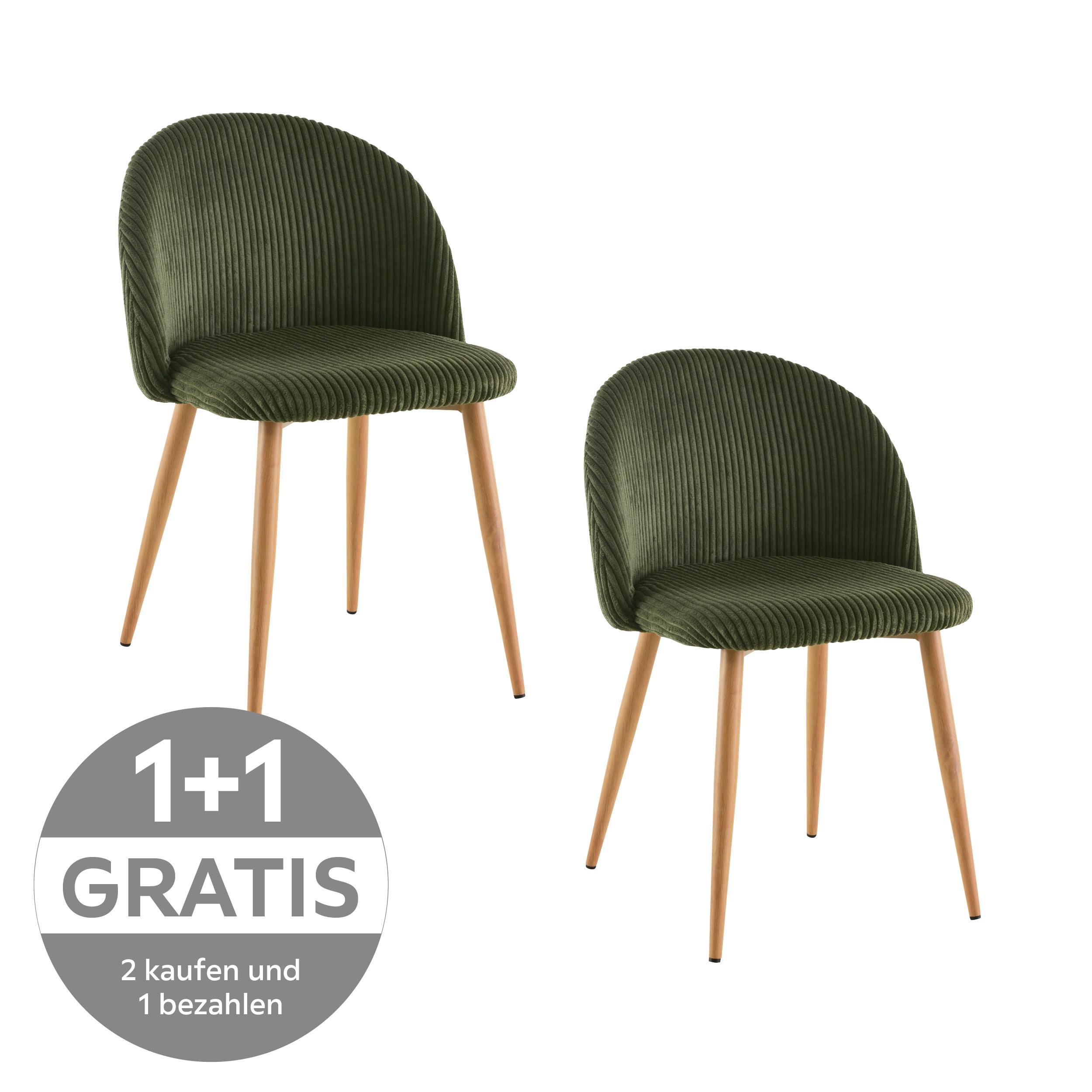 STUHL EMILIO - Eichefarben/Grün, LIFESTYLE, Holz/Textil (51/78/52cm) - Livetastic