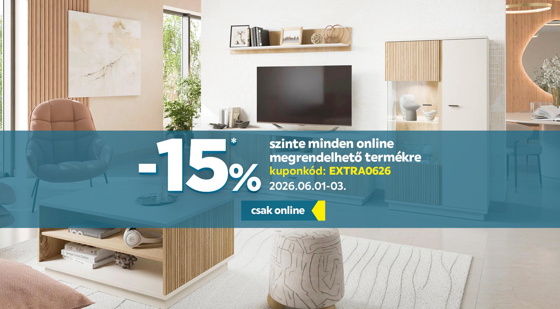 -15%* szinte minden online megrendelhető termékre 2026.06.01. és 2026.06.03. között csak az online shopban! Kuponkód: EXTRA0626