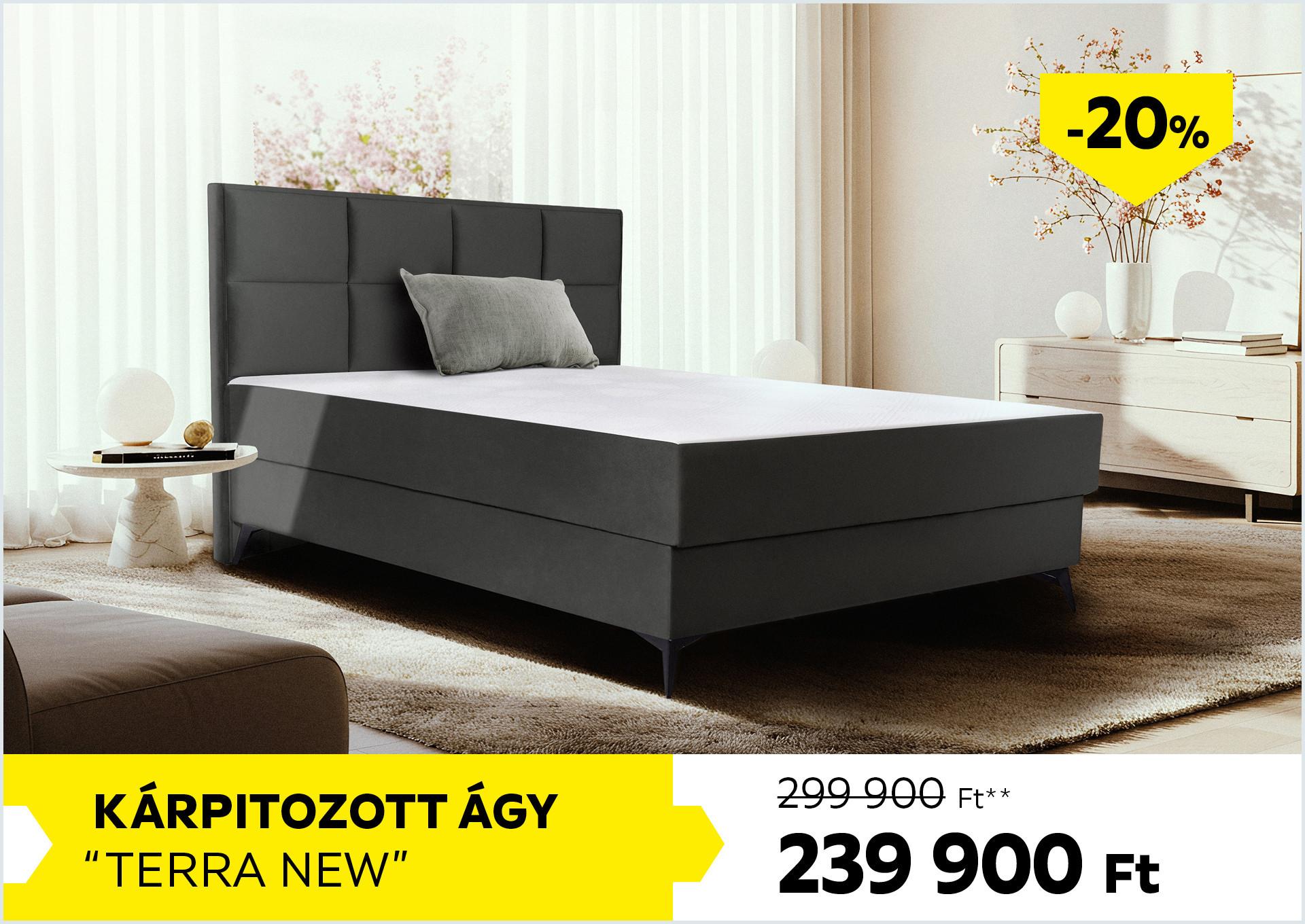 Kárpitozott ágy TERRA NEW 299900 Forint helyett 239900 Forint, kedvezmény mértéke: 20%