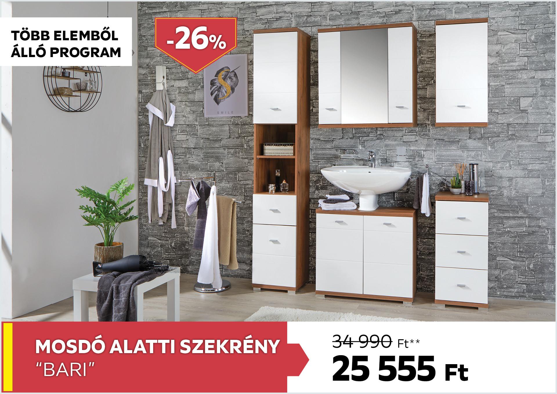 Mosdó alatti szekrény Bari 34990Forint helyett 25555Forint kedvezmény mértéke 26%