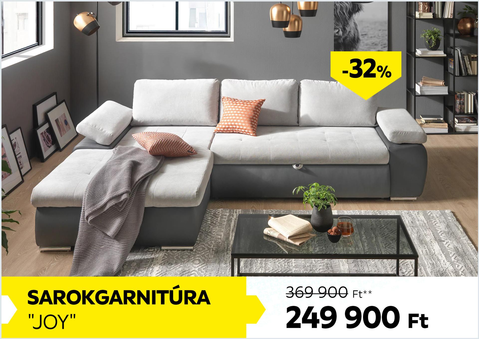 Sarokgarnitúra JOY 369900 Forint helyett 249900 Forint, kedvezmény mértéke: 32%