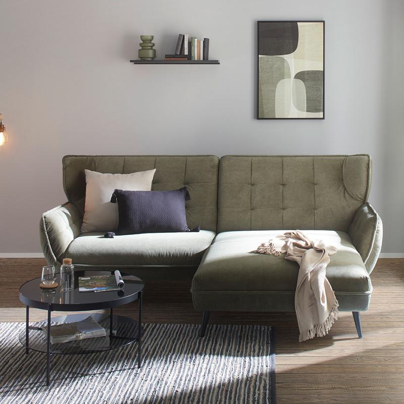 zelená rohová sedačka