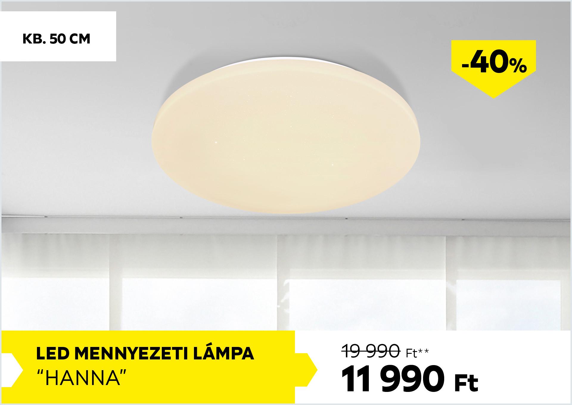 LED mennyezeti lámpa kb. 50cm HANNA 19990Forint helyett 11990Forint kedvezmény mértéke 40%