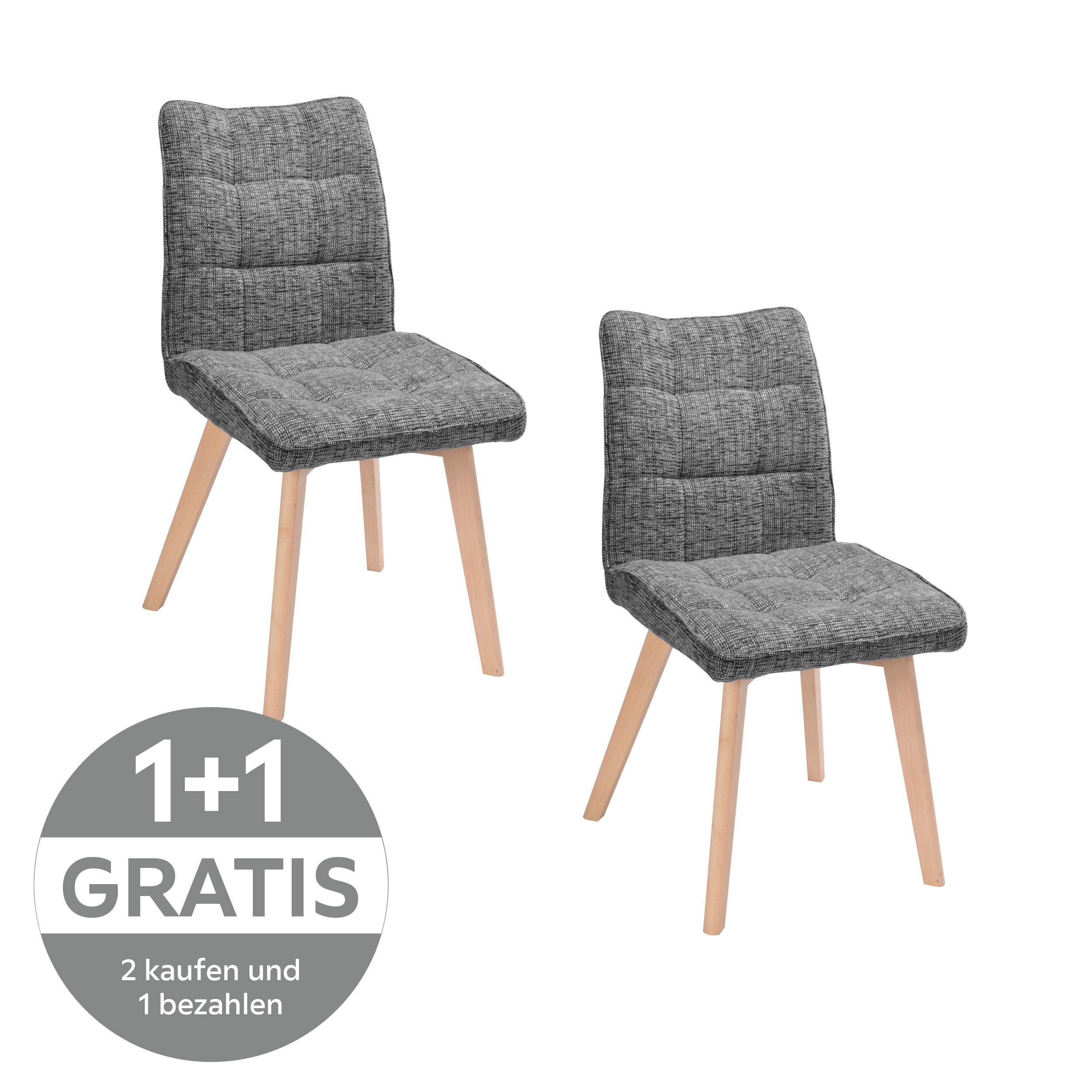STUHL COLIN - Eichefarben/Grau, LIFESTYLE, Holz/Textil (45/88/62cm) - Livetastic