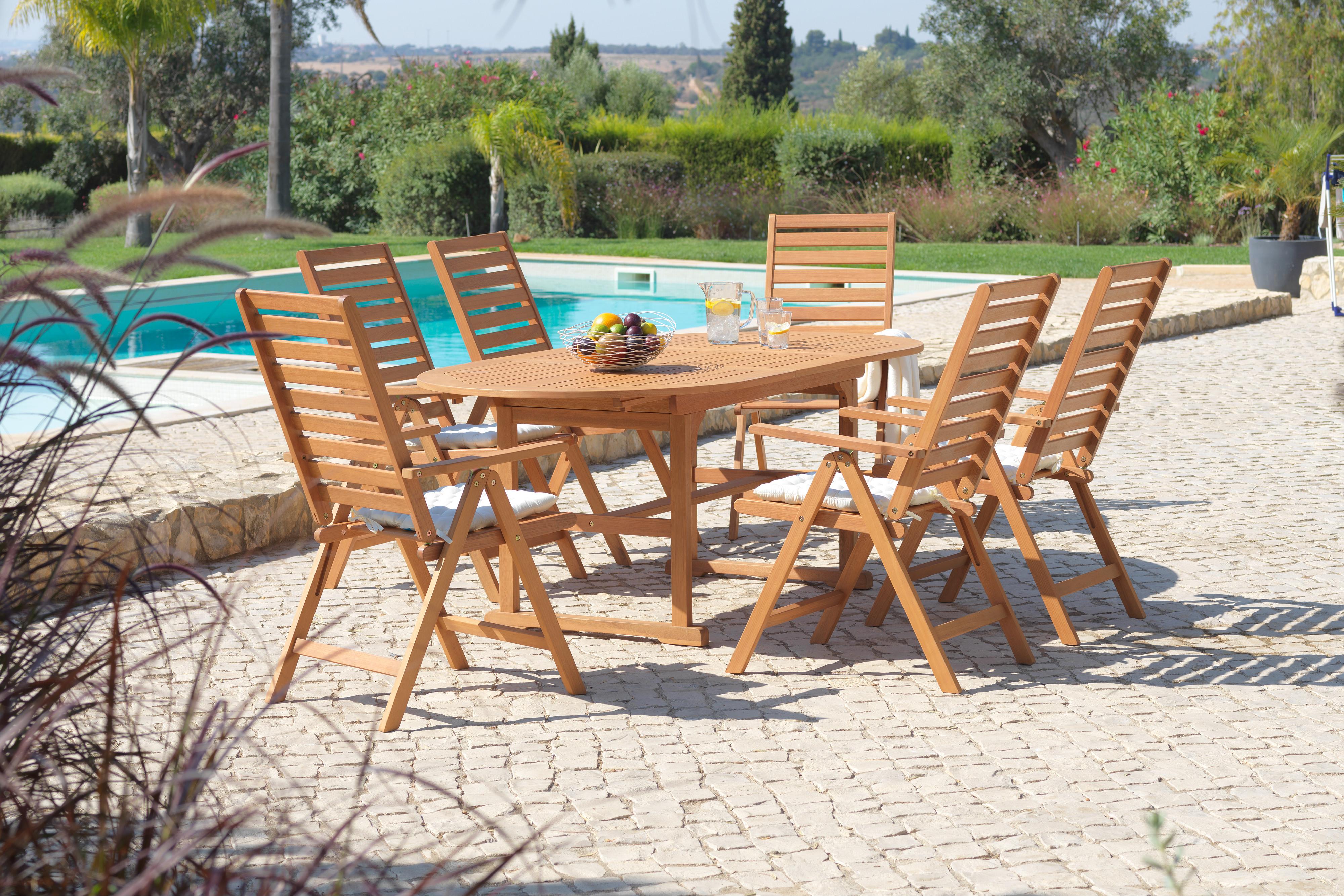 7-teilige Gartengarnitur aus Holz