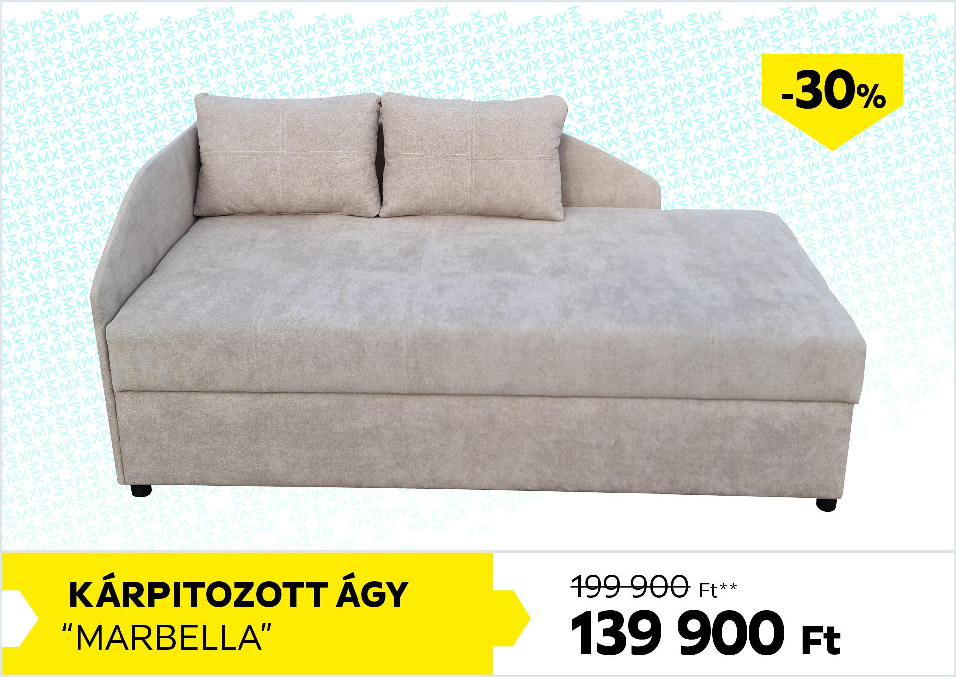 Kárpitozott ágy MARBELLA 199900 Forint helyett 139900 Forint, kedvezmény mértéke: 30%