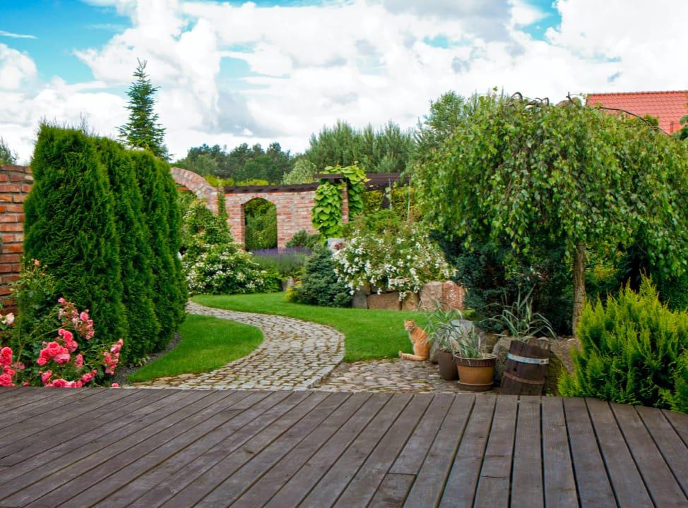 Blick von Terrasse auf Garten