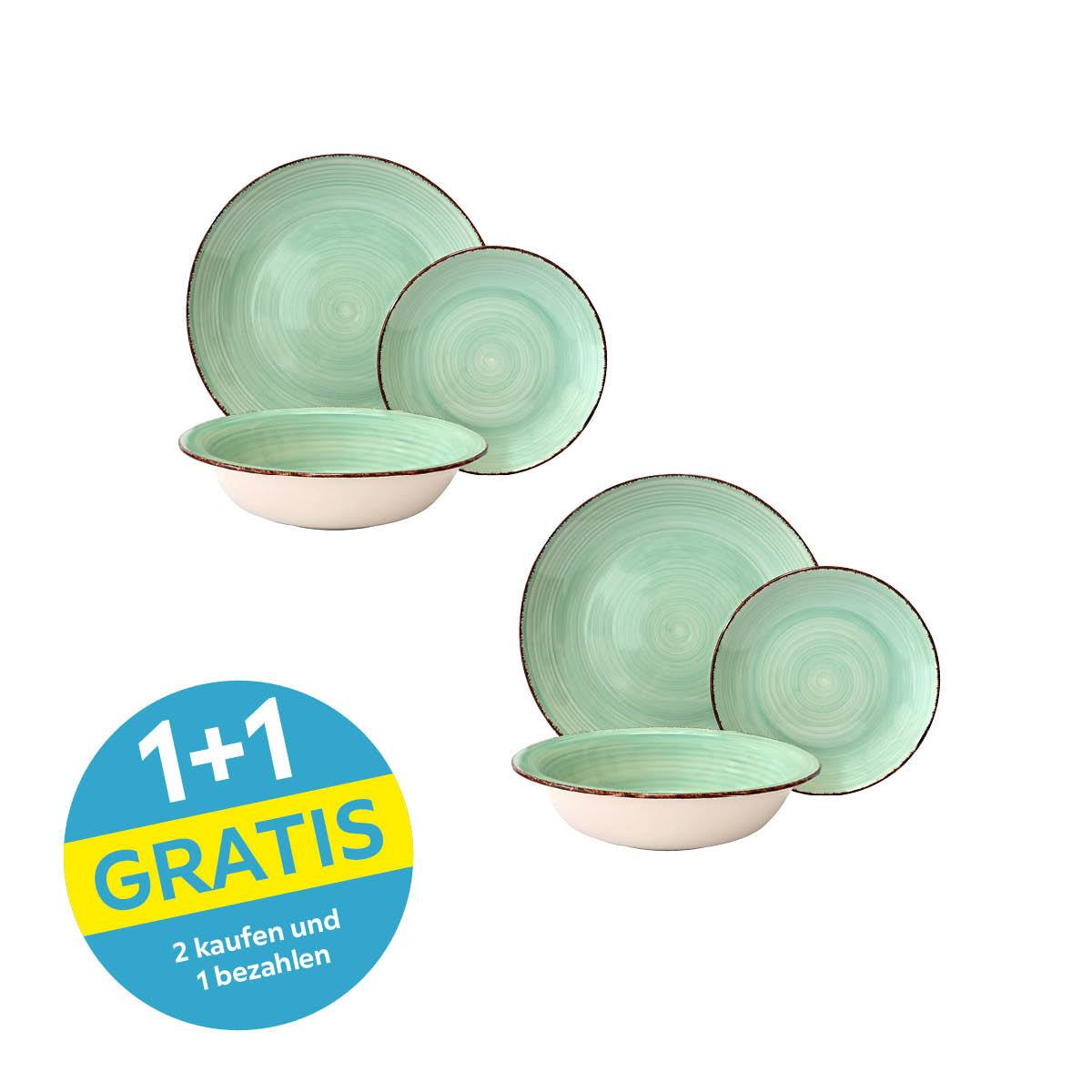 Tafelservice Lionel Steinzeug für 6 Personen, Geschirr Set - Grün, MODERN, Keramik - Luca Bessoni