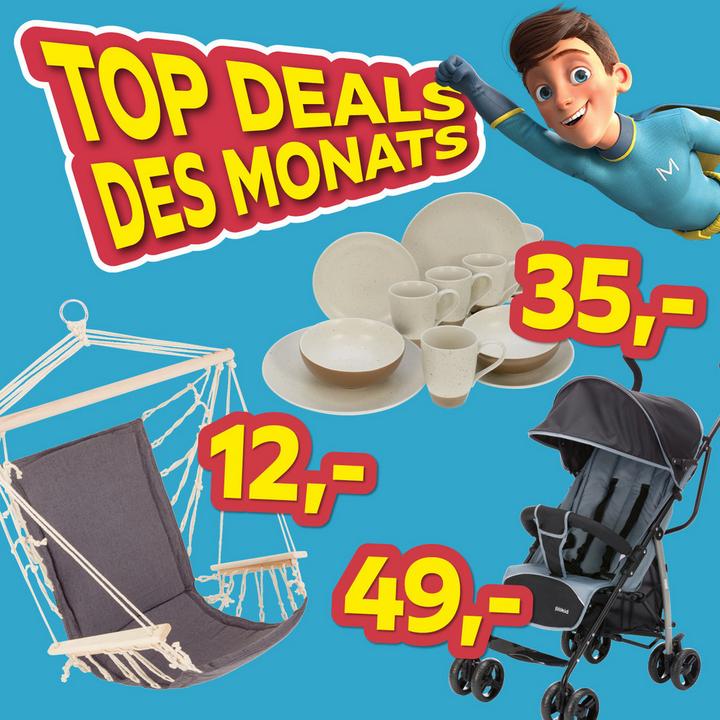 Top Deals des Monats, Kombiservice 35€, Hängesessel 12€, Buggy 49€