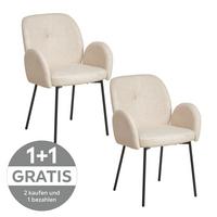 Armlehnstuhl Pauline Leinenoptik Beige, B: 62 cm - Beige/Schwarz, KONVENTIONELL, Holz/Textil (62/85/64cm) - MID.YOU