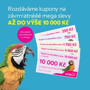 Kupony na okamžitou slevu ve výši 250, 750, 1 750, 4 500 a 10 000 Kč