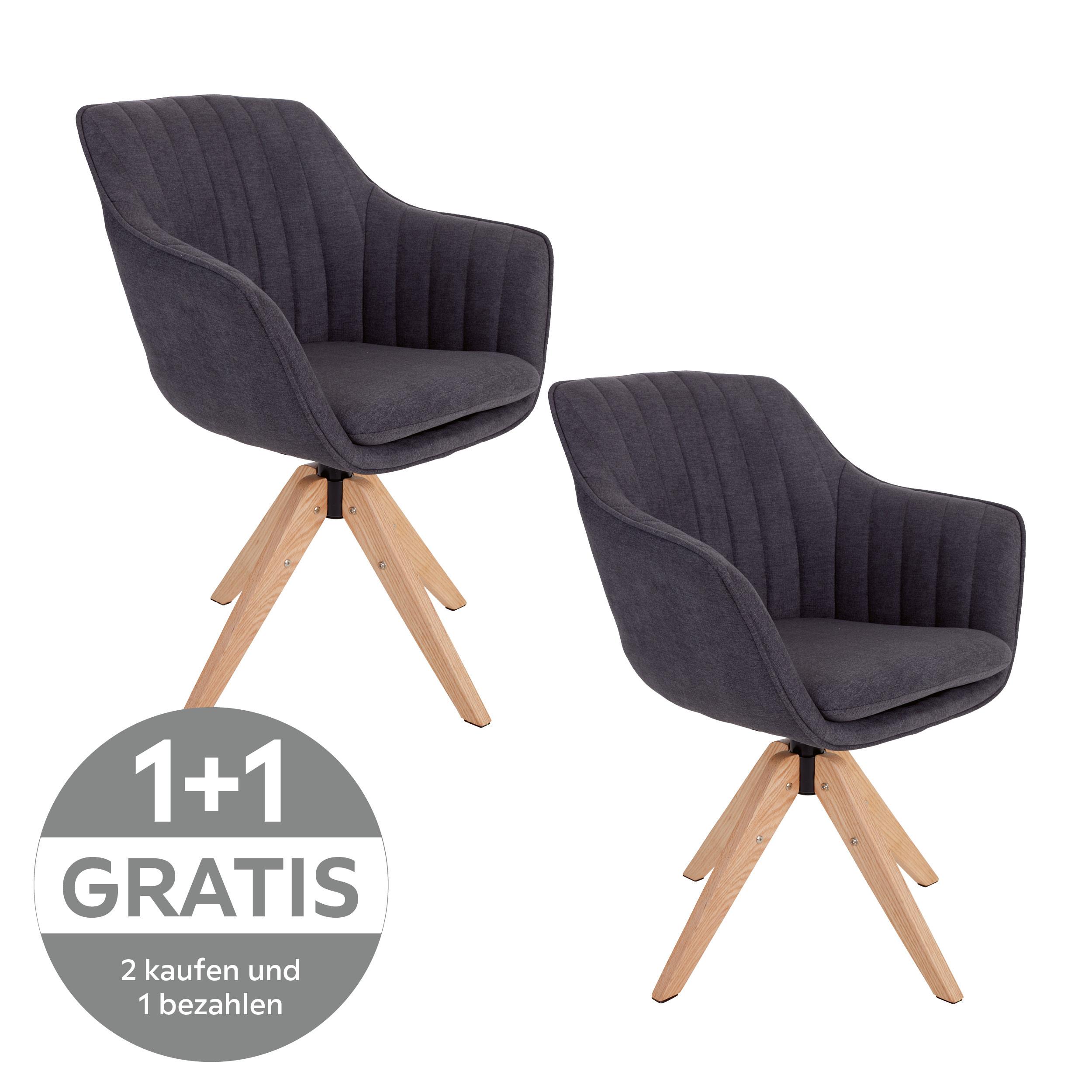 Armlehnstuhl Belluno Anthrazit mit drehbarer Sitzfläche - Eichefarben/Anthrazit, MODERN, Holz/Textil (60/88/57,5cm) - MID.YOU