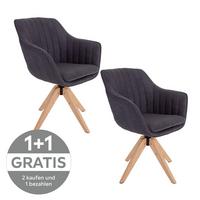Armlehnstuhl Belluno Anthrazit mit drehbarer Sitzfläche - Eichefarben/Anthrazit, MODERN, Holz/Textil (60/88/57,5cm) - MID.YOU