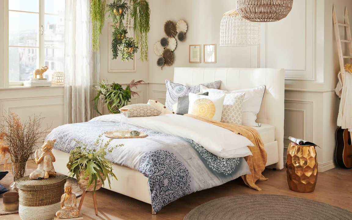 Zimmer in Boho-Stil eingerichtet