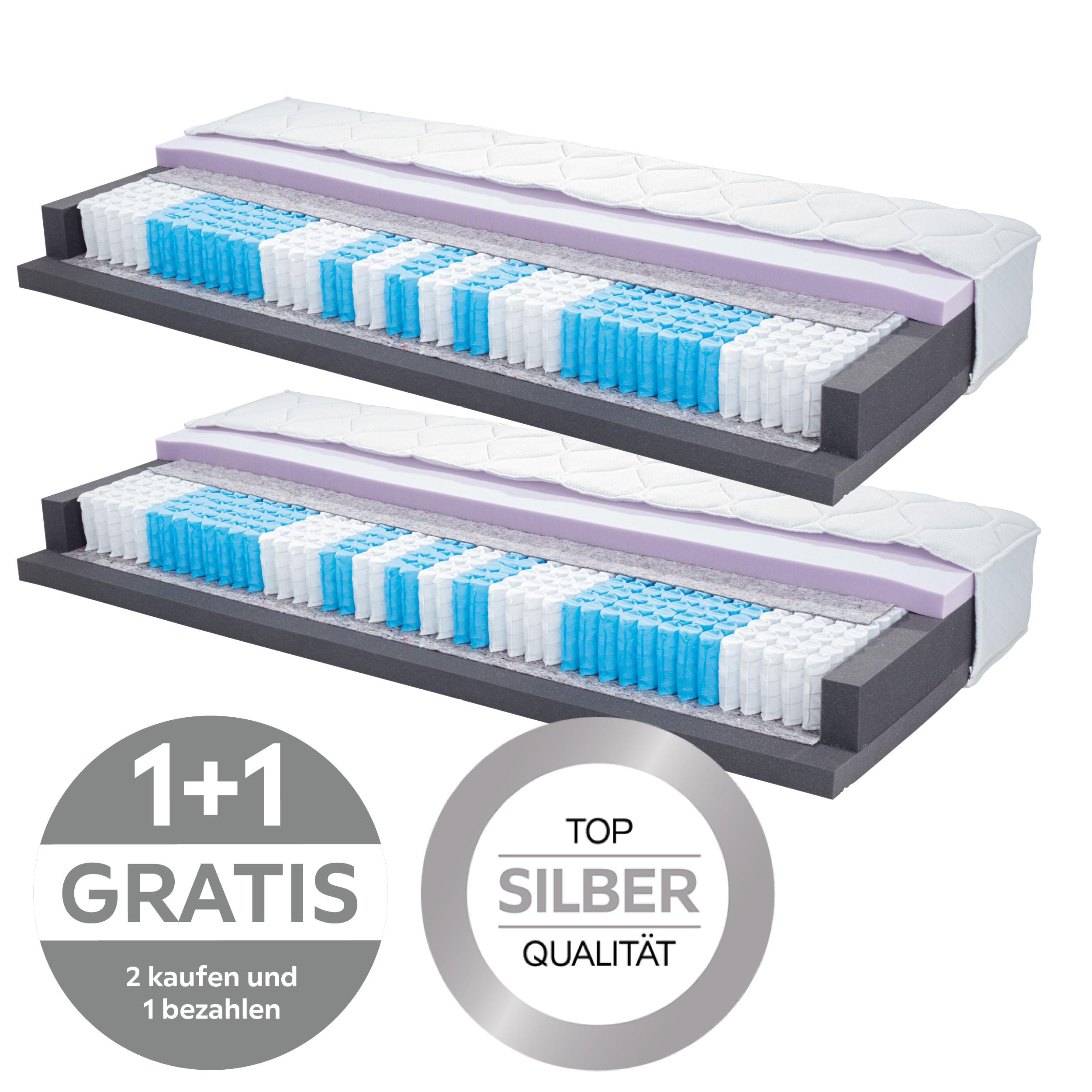 Taschenfederkernmatratze Noxira 90x200cm Mittelfest - Weiß, Textil (90/200cm) - Primatex