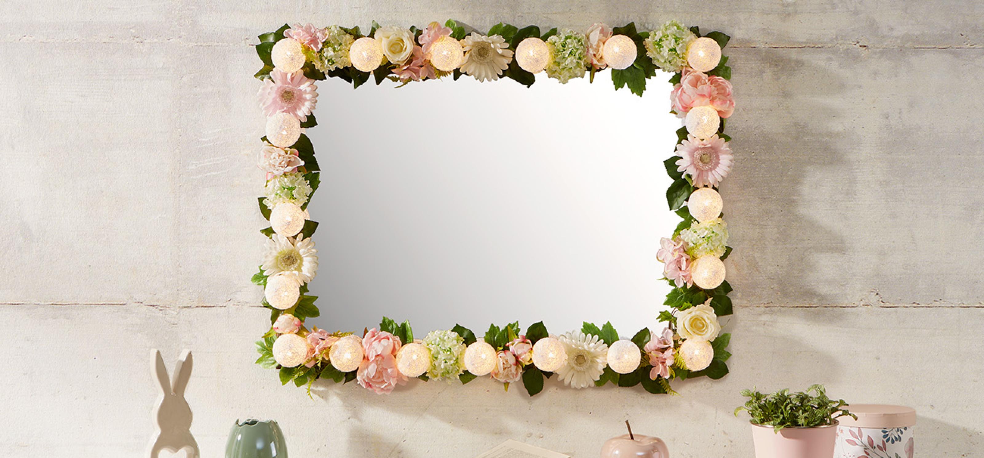 Květinové zrcadlo s osvětlením DIY