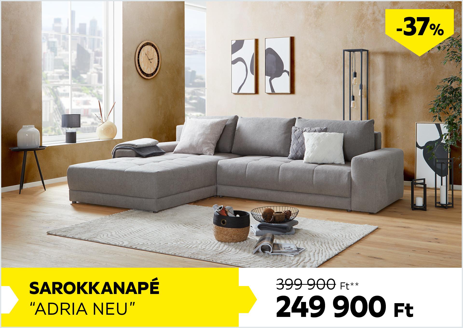 Sarokkanapé Adria Neu 399900Forint helyett 249900Forint kedvezmény mértéke 37%