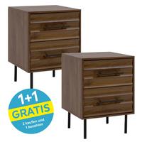 Nachtkästchen Carlton Nussbaum Dekor H: 55cm - Nussbaumfarben/Schwarz, Trend, Holzwerkstoff (40/55/39cm)