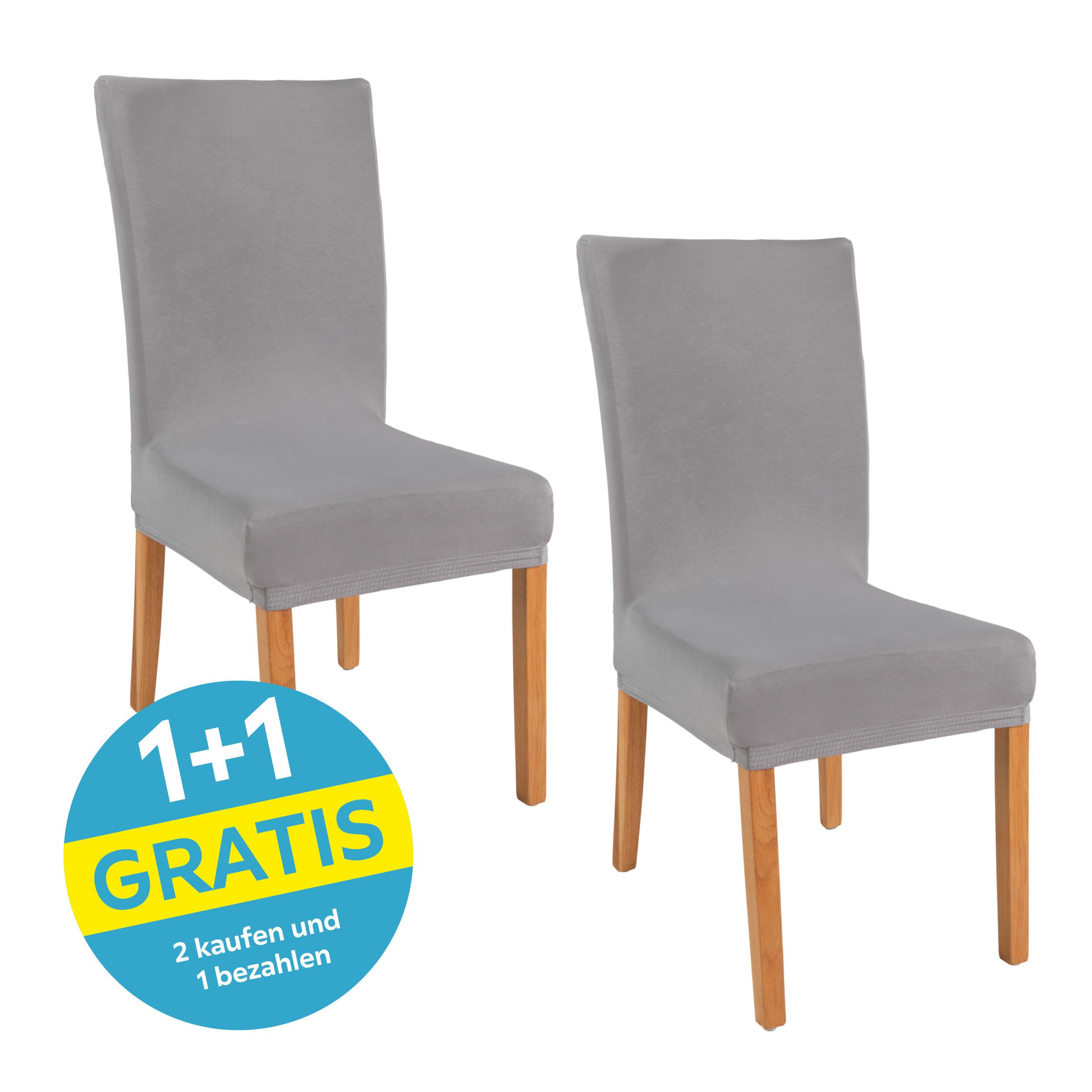 Stuhlhusse Adelisa Jersey Silberfarben LxBxH: 47x47x67 cm - Silberfarben, MODERN, Textil - Luca Bessoni