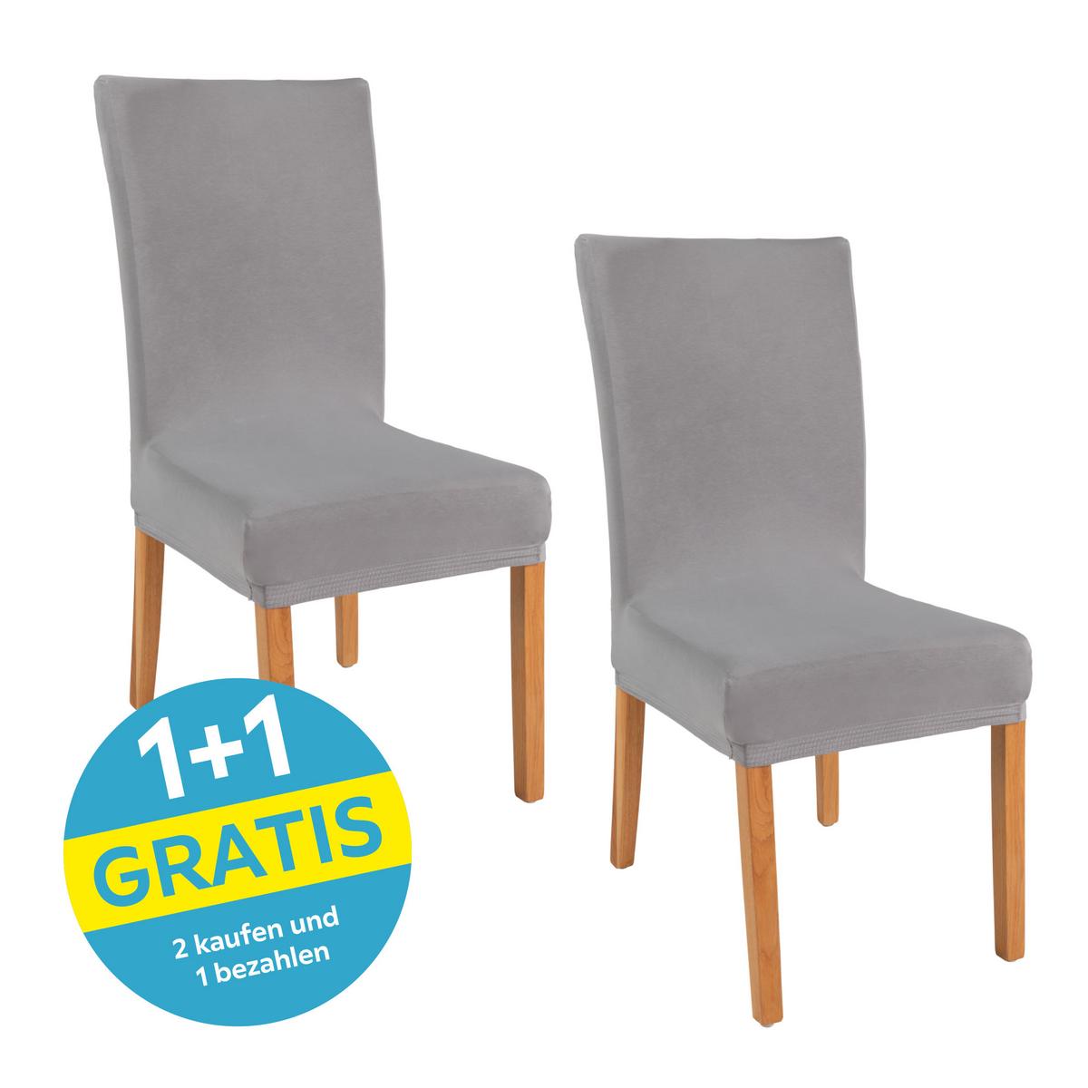 Stuhlhusse Adelisa Jersey Silberfarben Lbh: 47x47x67 Cm - Silberfarben, MODERN, Textil - Luca Bessoni