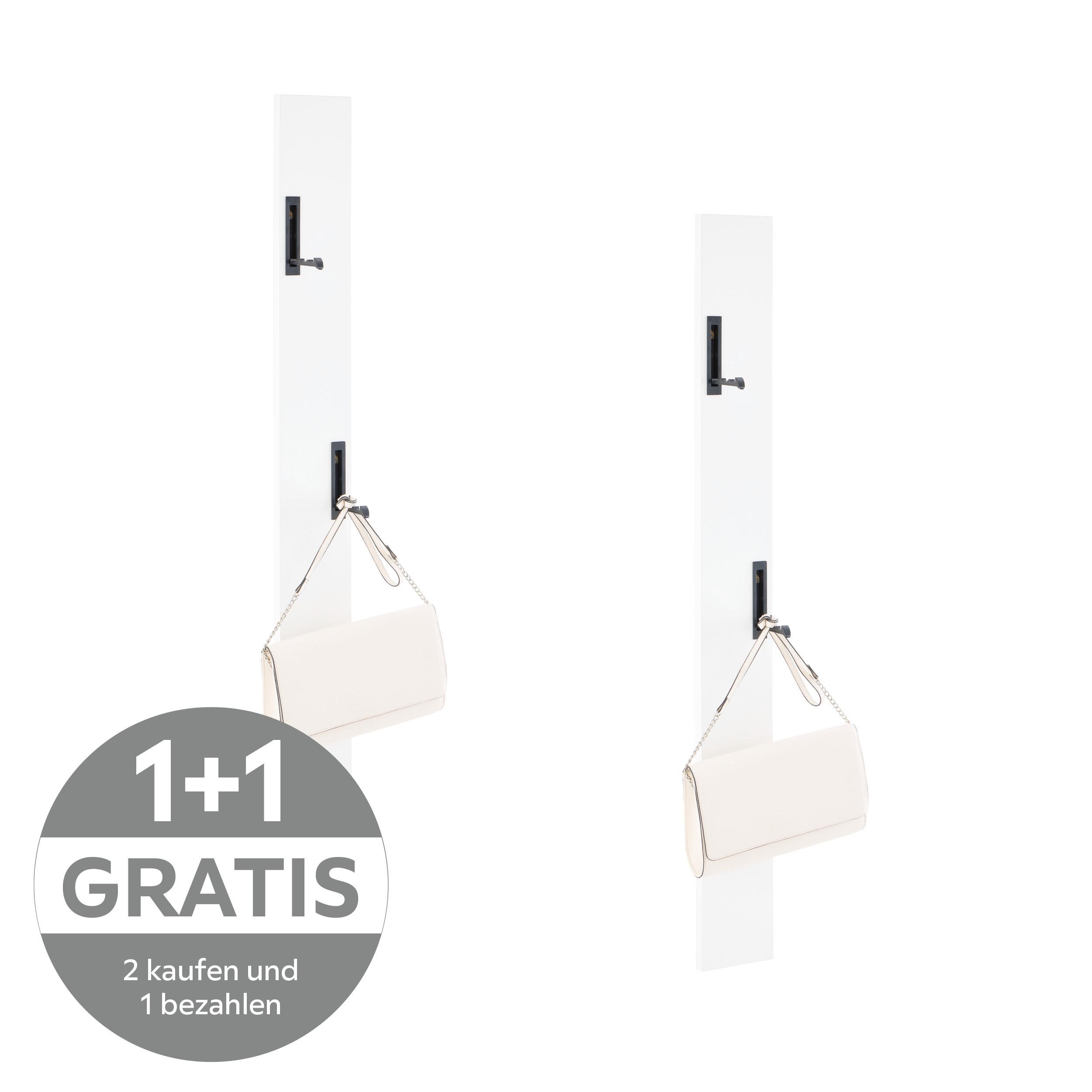 Garderobe Leony H: 110 cm Weiss, 4 Haken