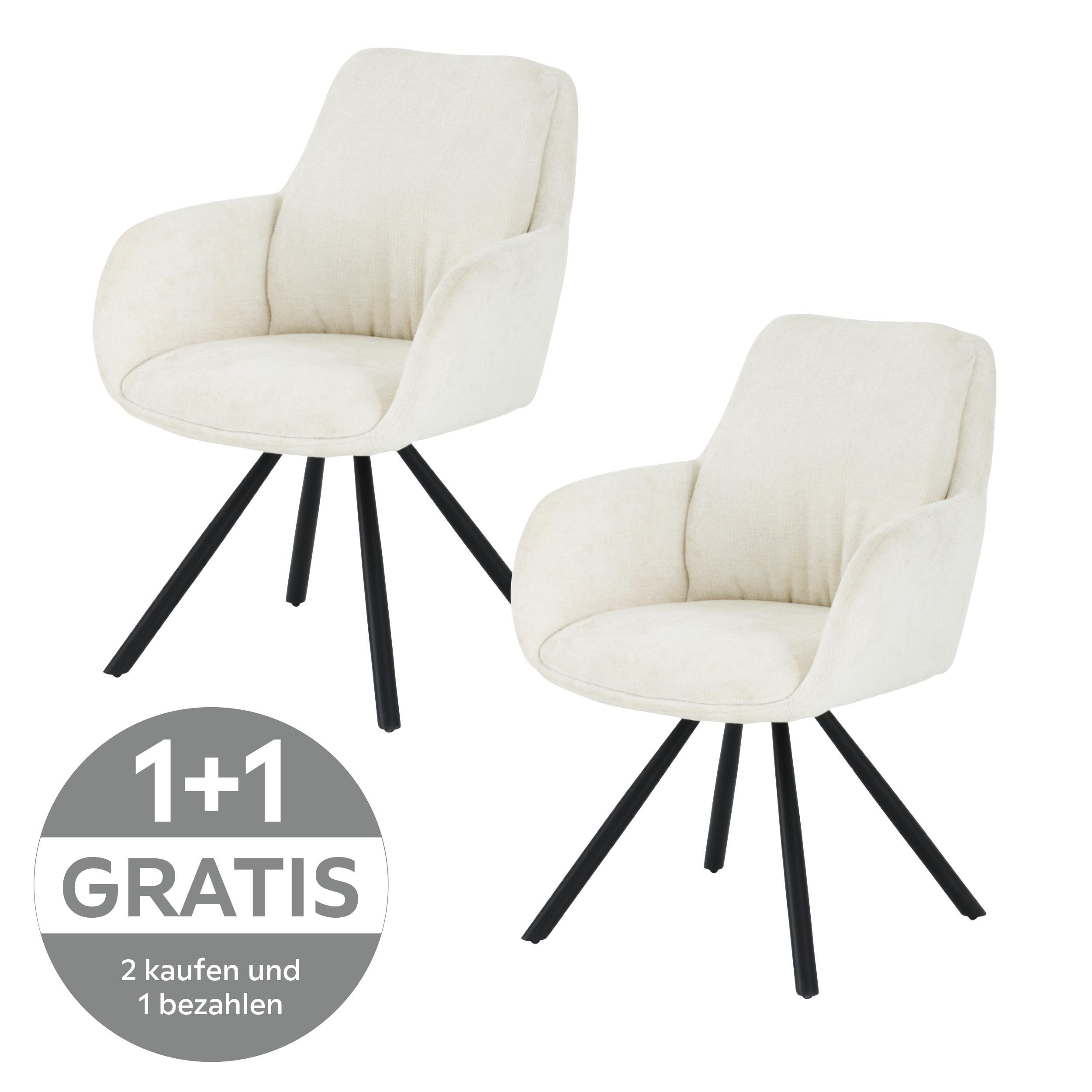 Armlehnstuhl Bela - Beige/Schwarz, LIFESTYLE, Holz/Textil (62/88/66cm) - MID.YOU