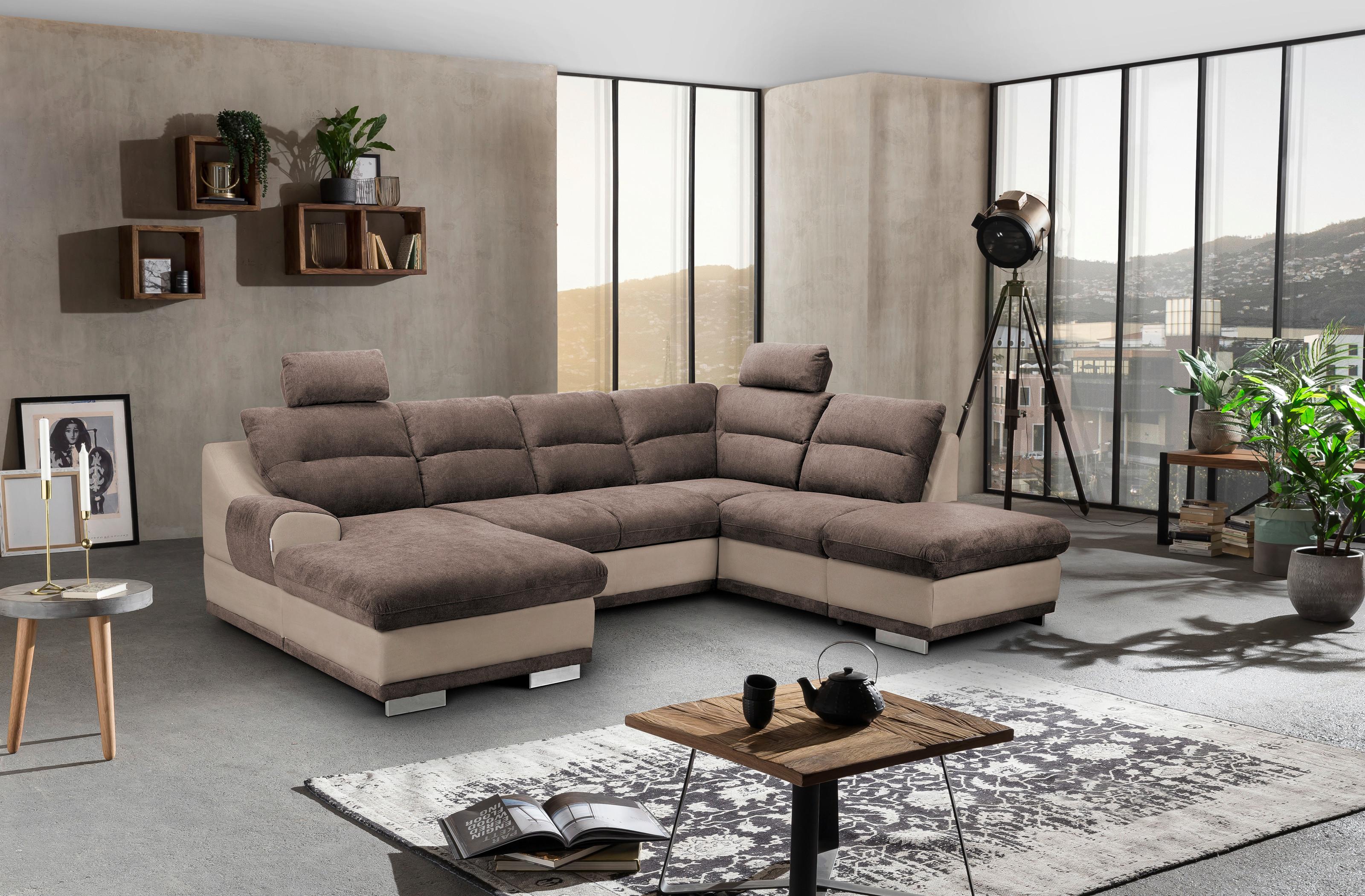 velký industriální obývací pokoj - inspirace