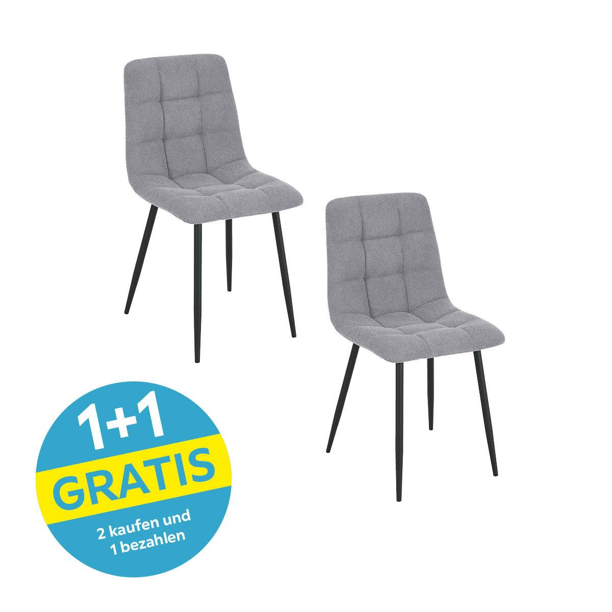 Vierfußstuhl Adea Leinenoptik Grau, B: 45 cm - Schwarz/Grau, KONVENTIONELL, Holz/Textil (45/88/55cm) - P & B