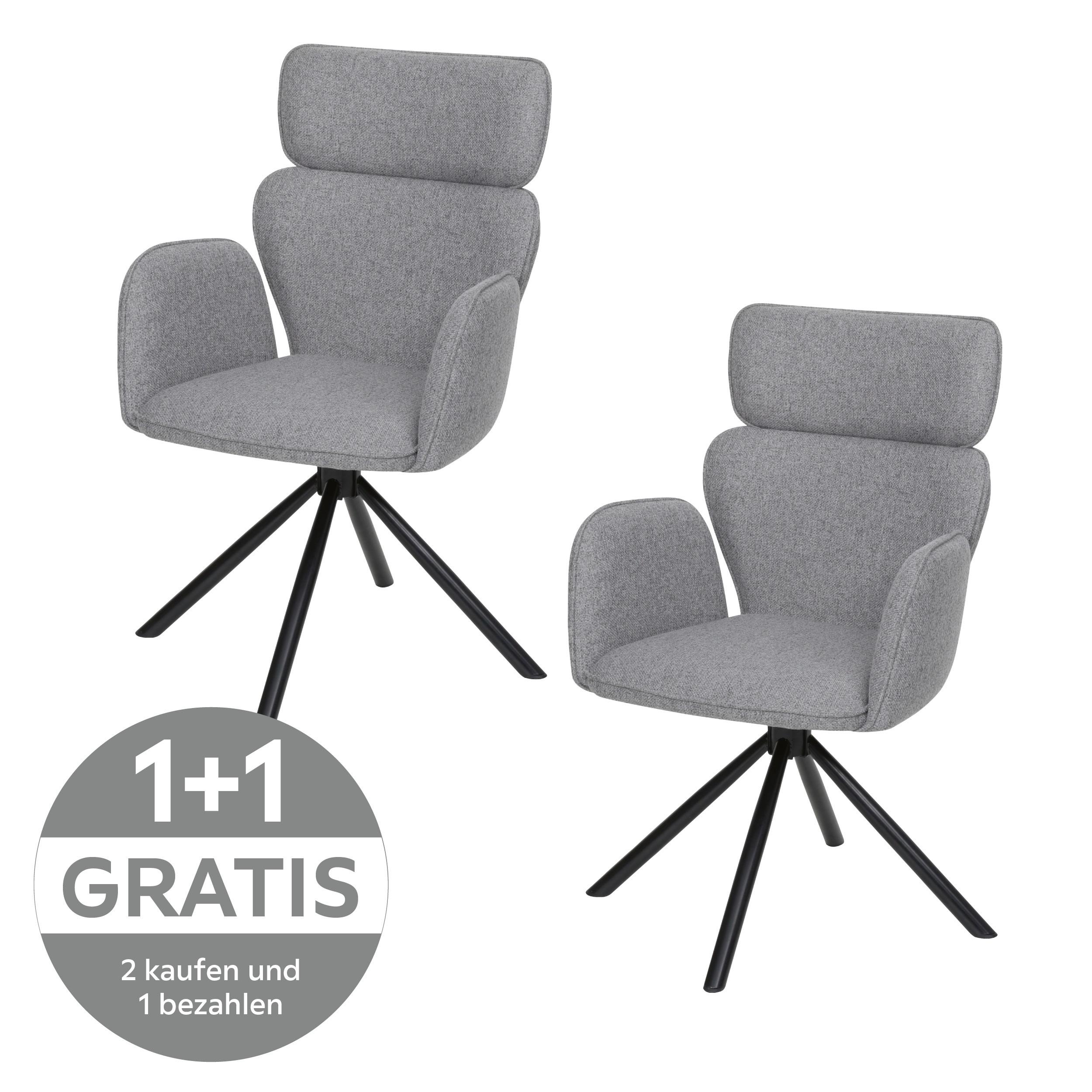 Armlehnstuhl Edda Leinenopitk Dunkelgrau B: 59cm