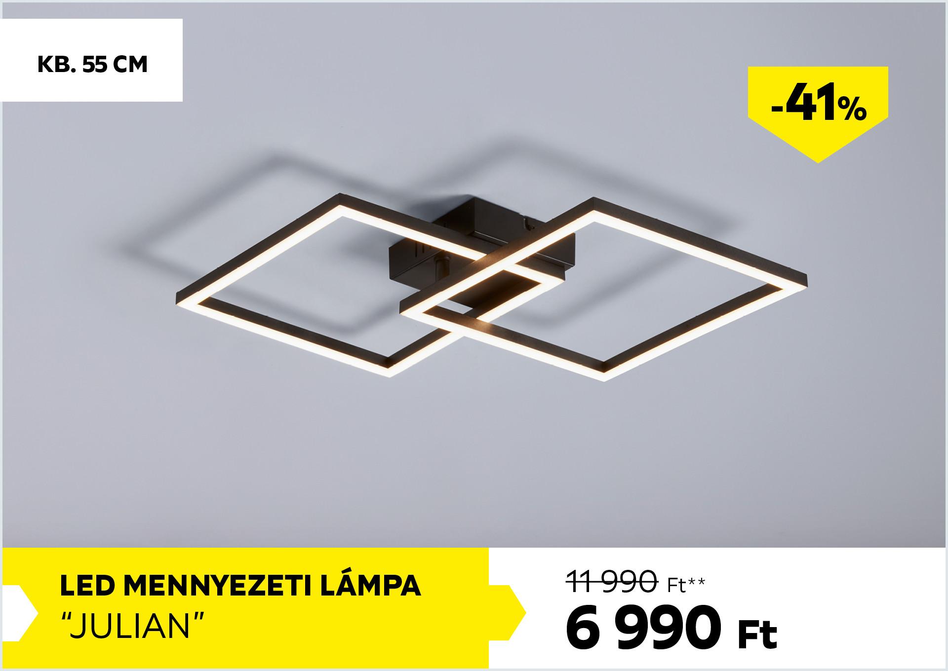 LED mennyezeti lámpa kb. 55cm JULIAN 11990Forint helyett 6990Forint kedvezmény mértéke 41%