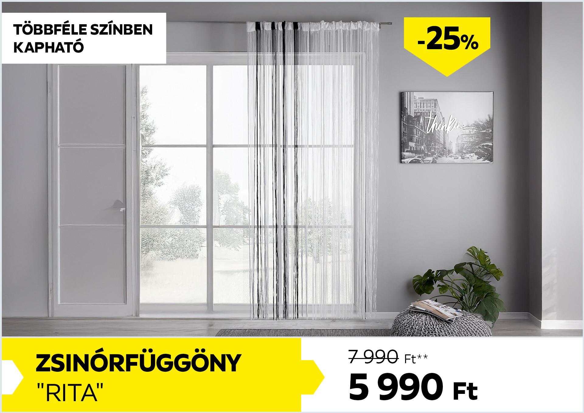 Zsinórfüggöny RITA 7990Forint helyett 5990Forint kedvezmény mértéke 25%