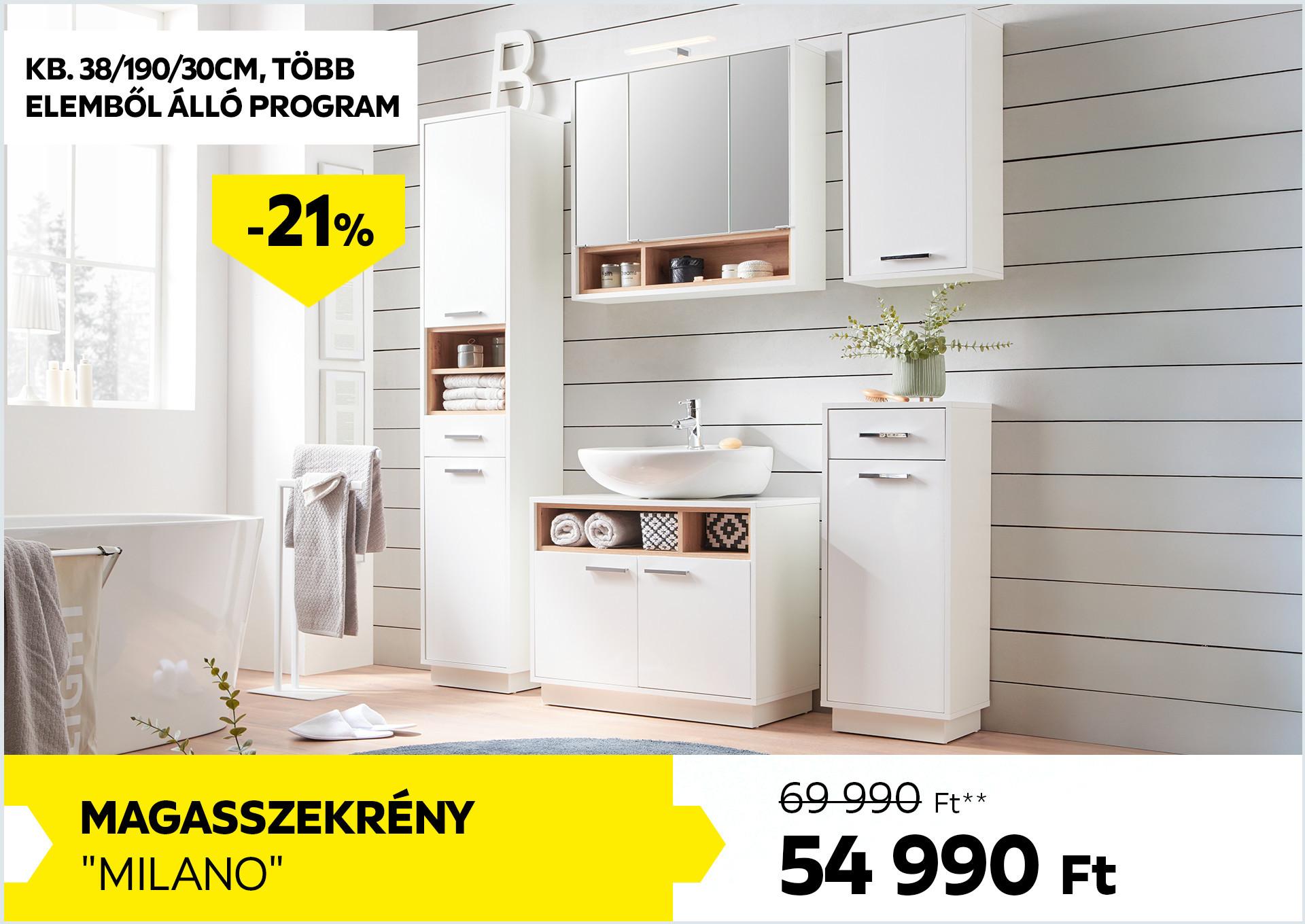 MAGASSZEKRÉNY MILANO 69990Forint helyett 54990Forint kedvezmény mértéke 21%