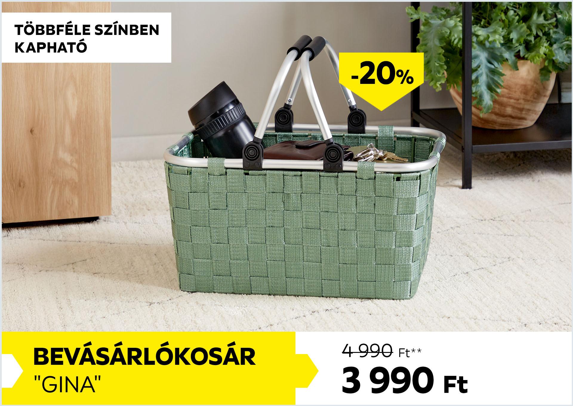 Bevásárlókosár GINA 4990Forint helyett 3990Forint kedvezmény mértéke 20%