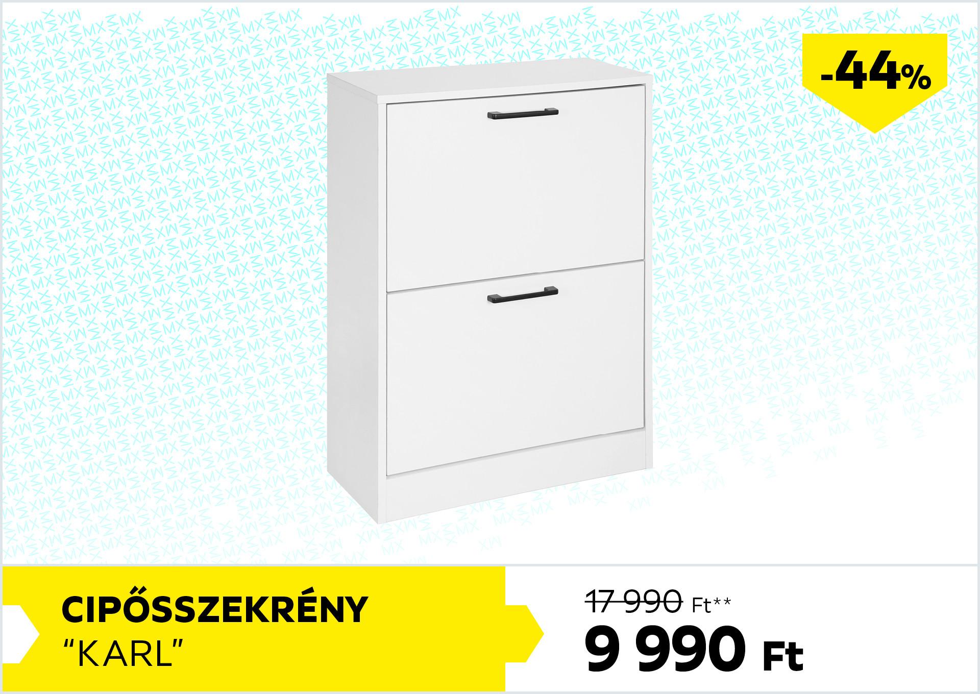 Cipősszekrény Karl 17990Forint helyett 9990Forint kedvezmény mértéke 44%
