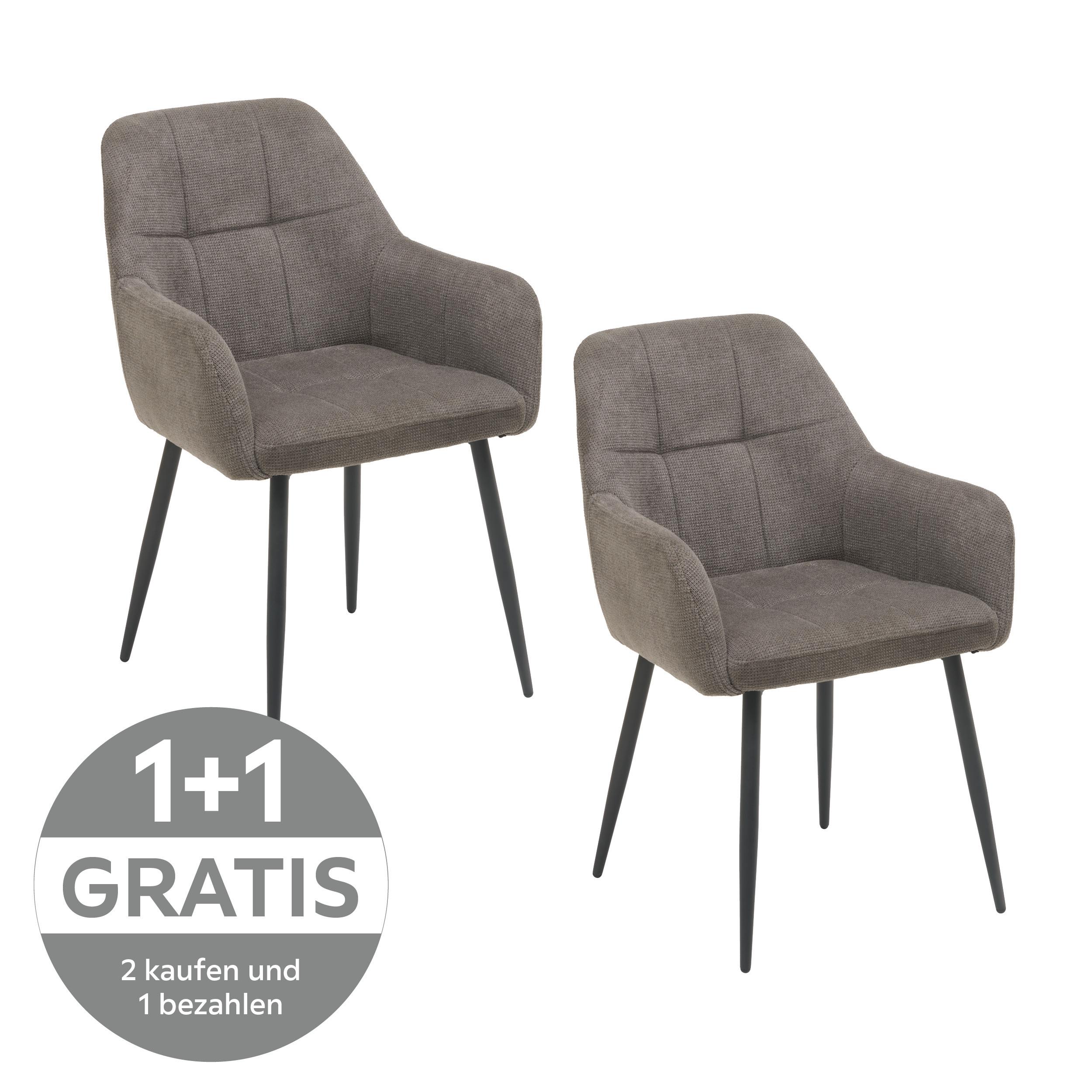 Armlehnstuhl Mira dunkelgrau gepolstert - Dunkelgrau/Schwarz, KONVENTIONELL, Textil/Metall (58/88/63cm) - Livetastic