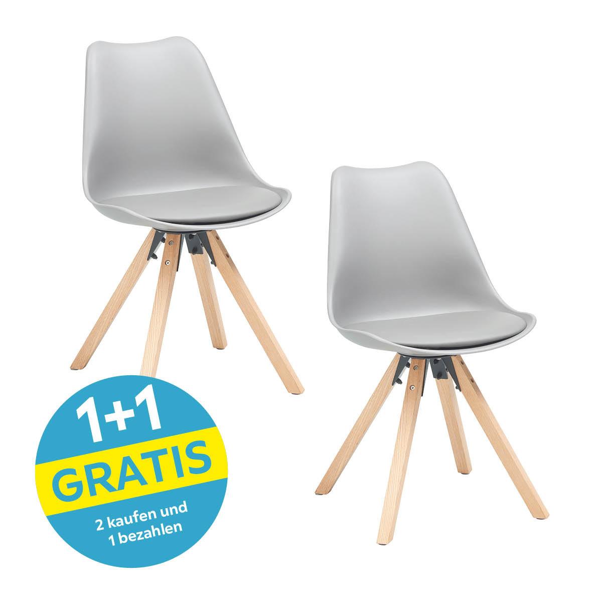 Schalenstuhl Vilnius Grau - Naturfarben/Grau, LIFESTYLE, Holz/Kunststoff (48,5/84/55cm) - MID.YOU