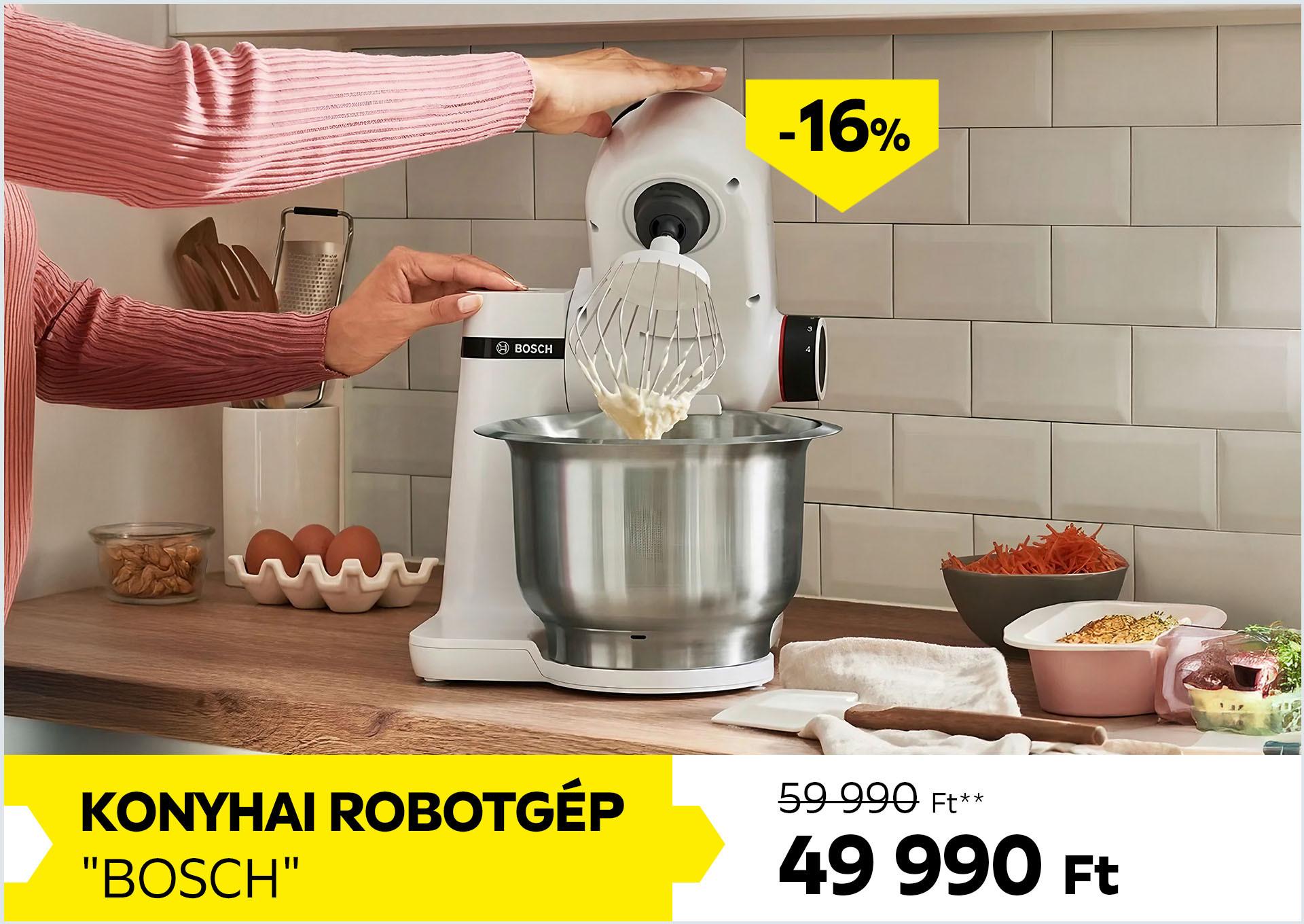 Konyhai robotgép Bosch 59990Forint helyett 49990Forint kedvezmény mértéke 16%
