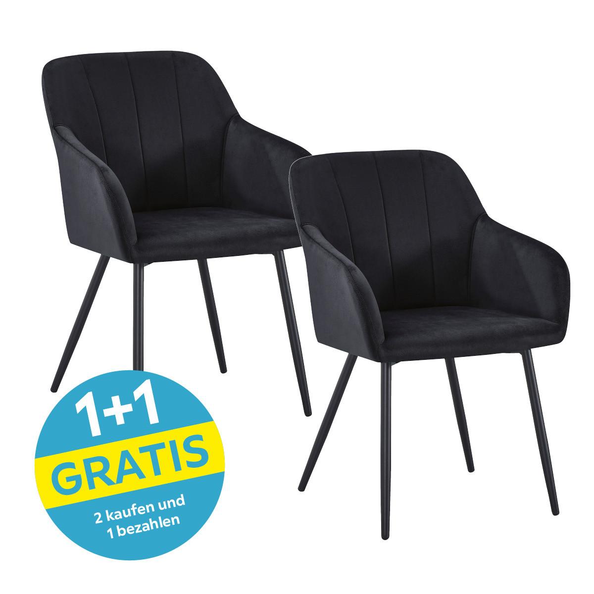 Armlehnstuhl Jenke Samt Schwarz, B: 56 Cm - Schwarz, KONVENTIONELL, Textil/Metall (56/82/62cm) - Nedis SmartLife