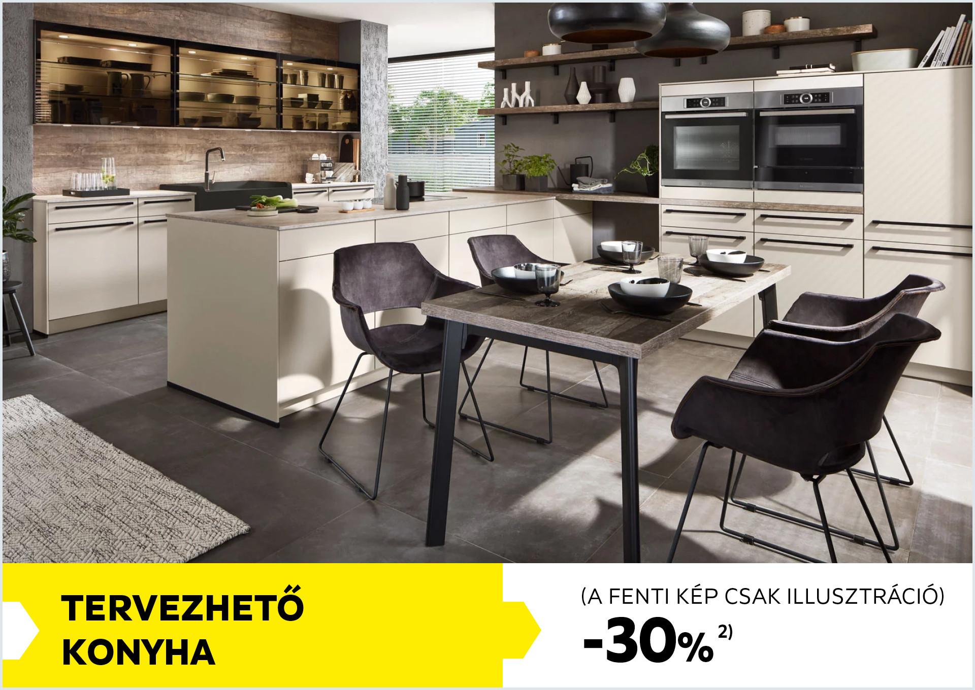 Tervezhető konyha ajánlat, kedvezmény: -30% 2)