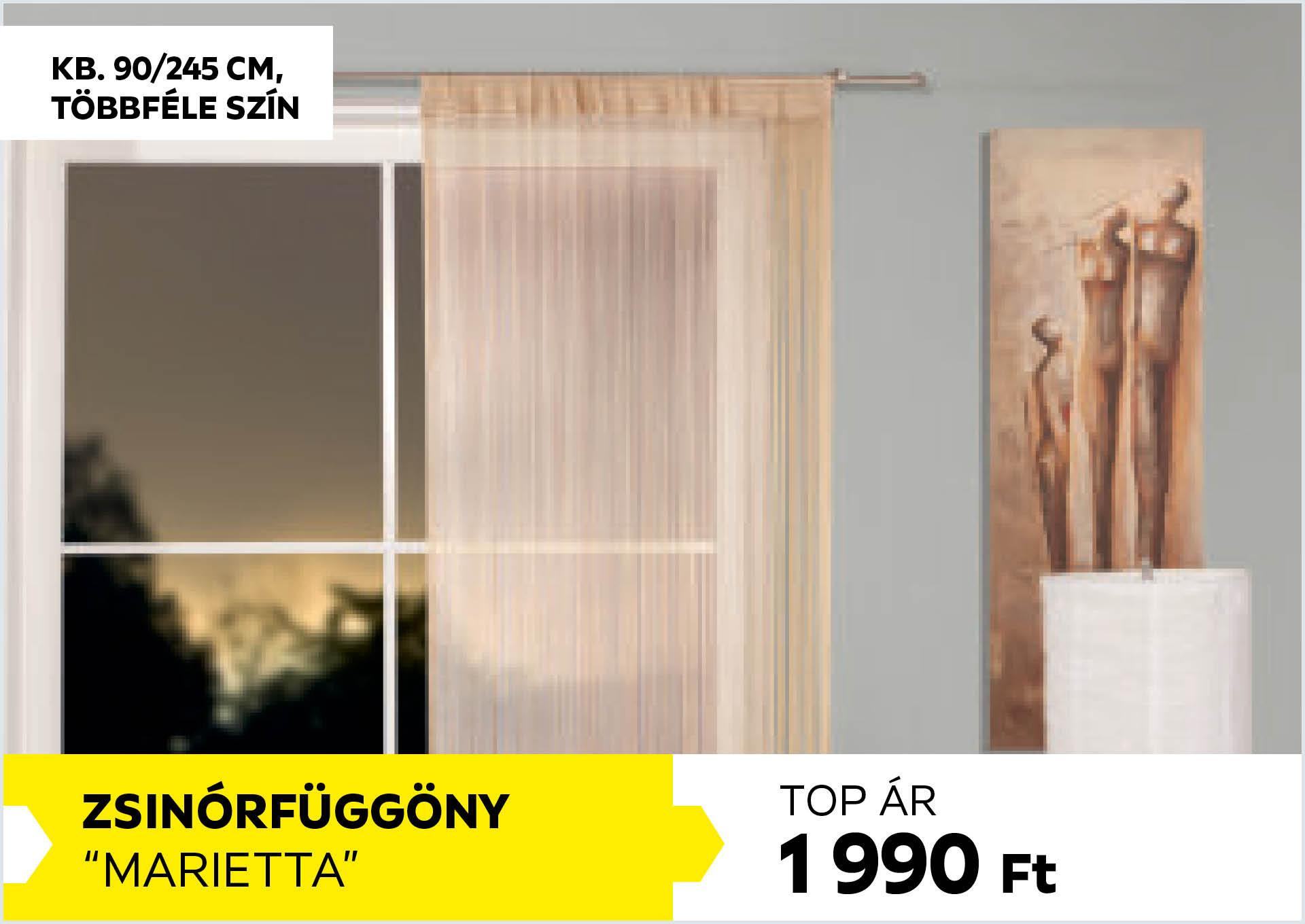 Zsinórfüggöny, kb. 90/245cm, többféle szín MARIETTA 1990Forint