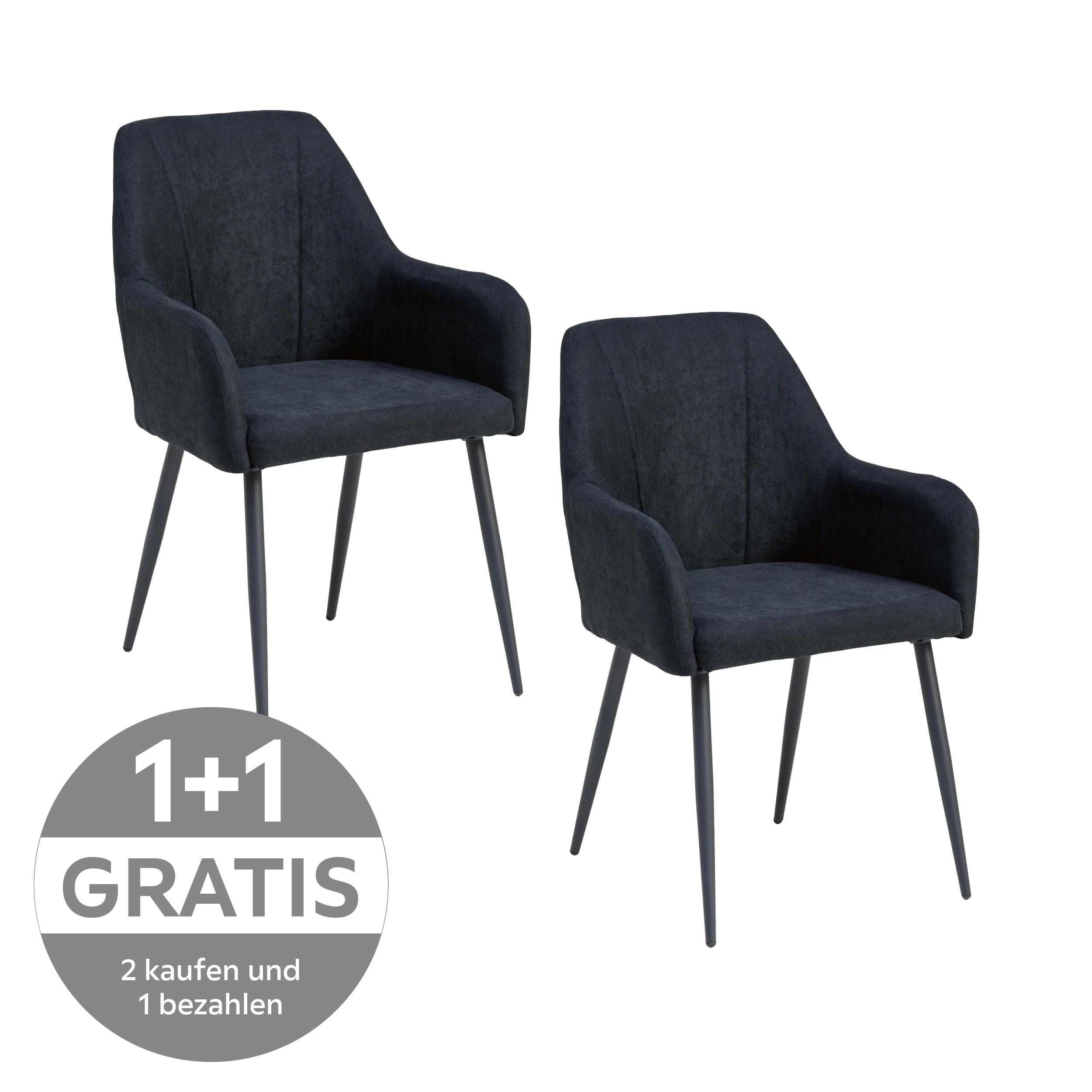 Armlehnstuhl Adelina Schwarz gepolstert - Schwarz, LIFESTYLE, Textil/Metall (56/87/60cm) - Livetastic