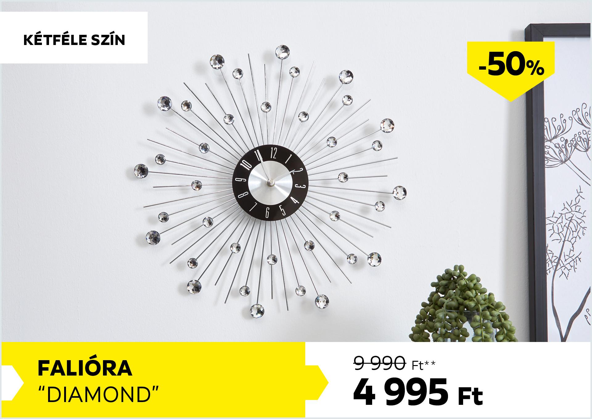 Falióra DIAMOND 9990Forint helyett 4995Forint kedvezmény mértéke 50%