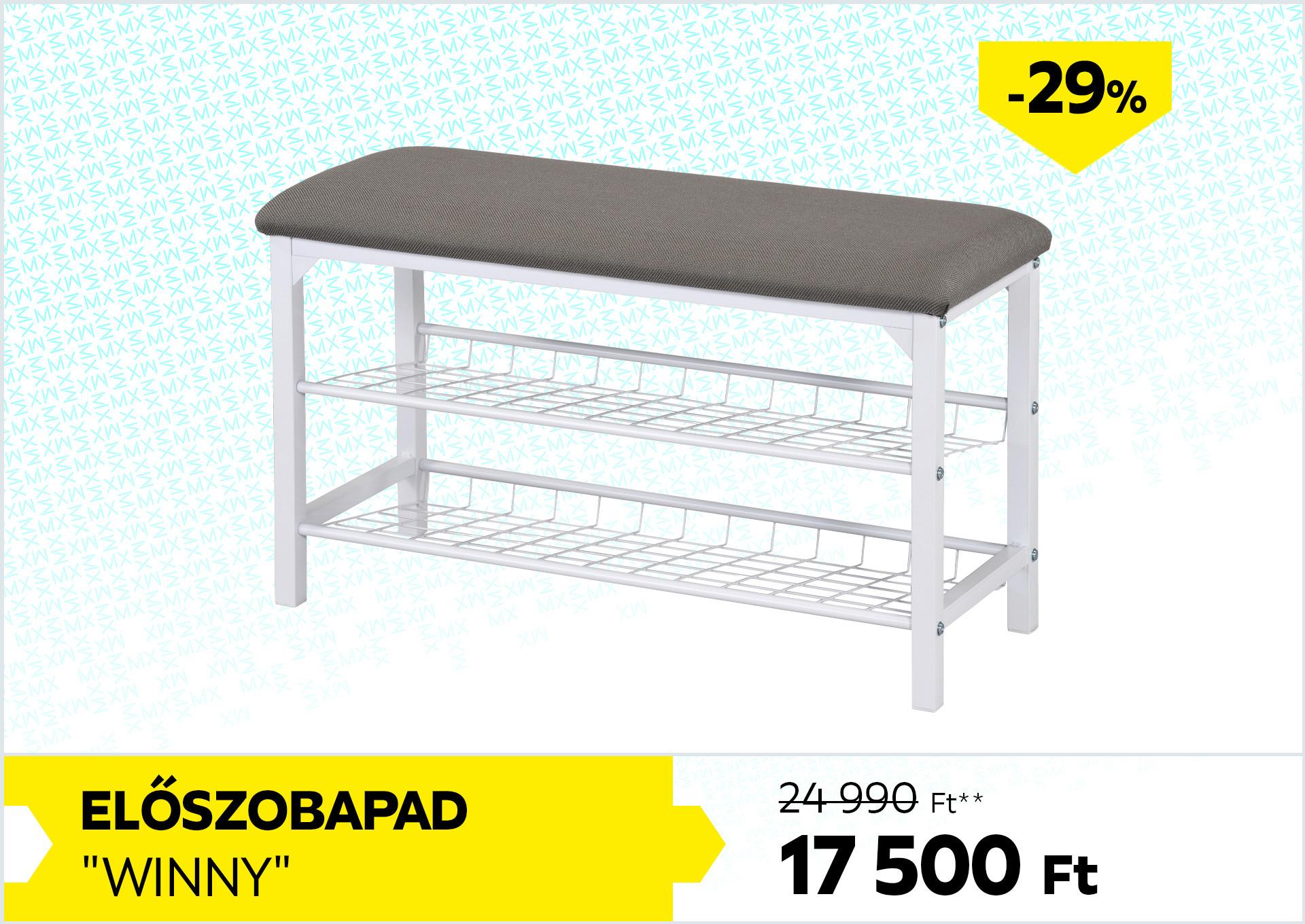 Előszobapad Winny 24990Forint helyett 17500Forint kedvezmény mértéke 29%