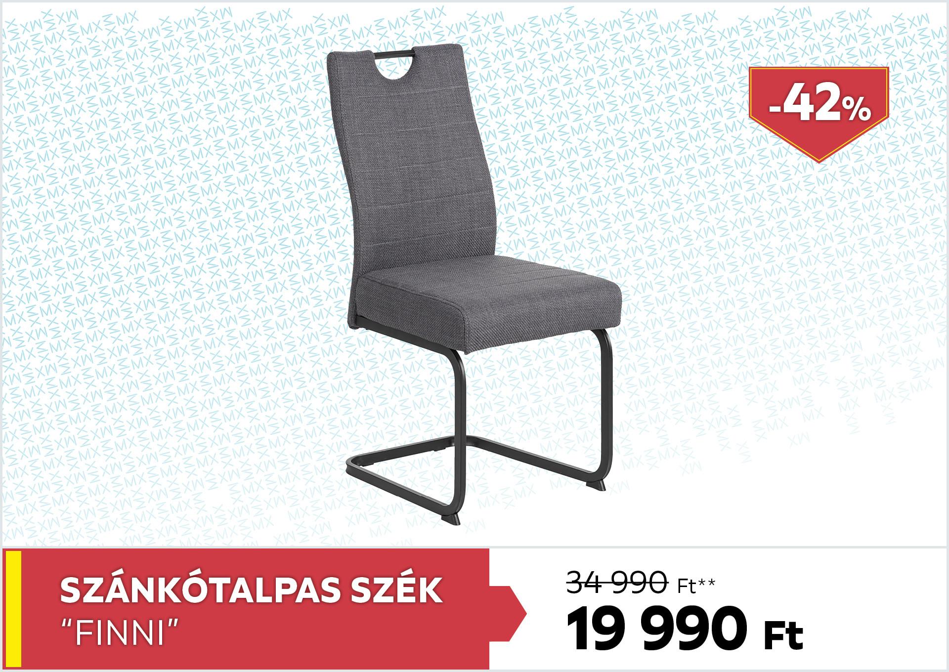 Szánkótalpas szék Finni 34990Forint helyett 19990Forint kedvezmény mértéke 42%